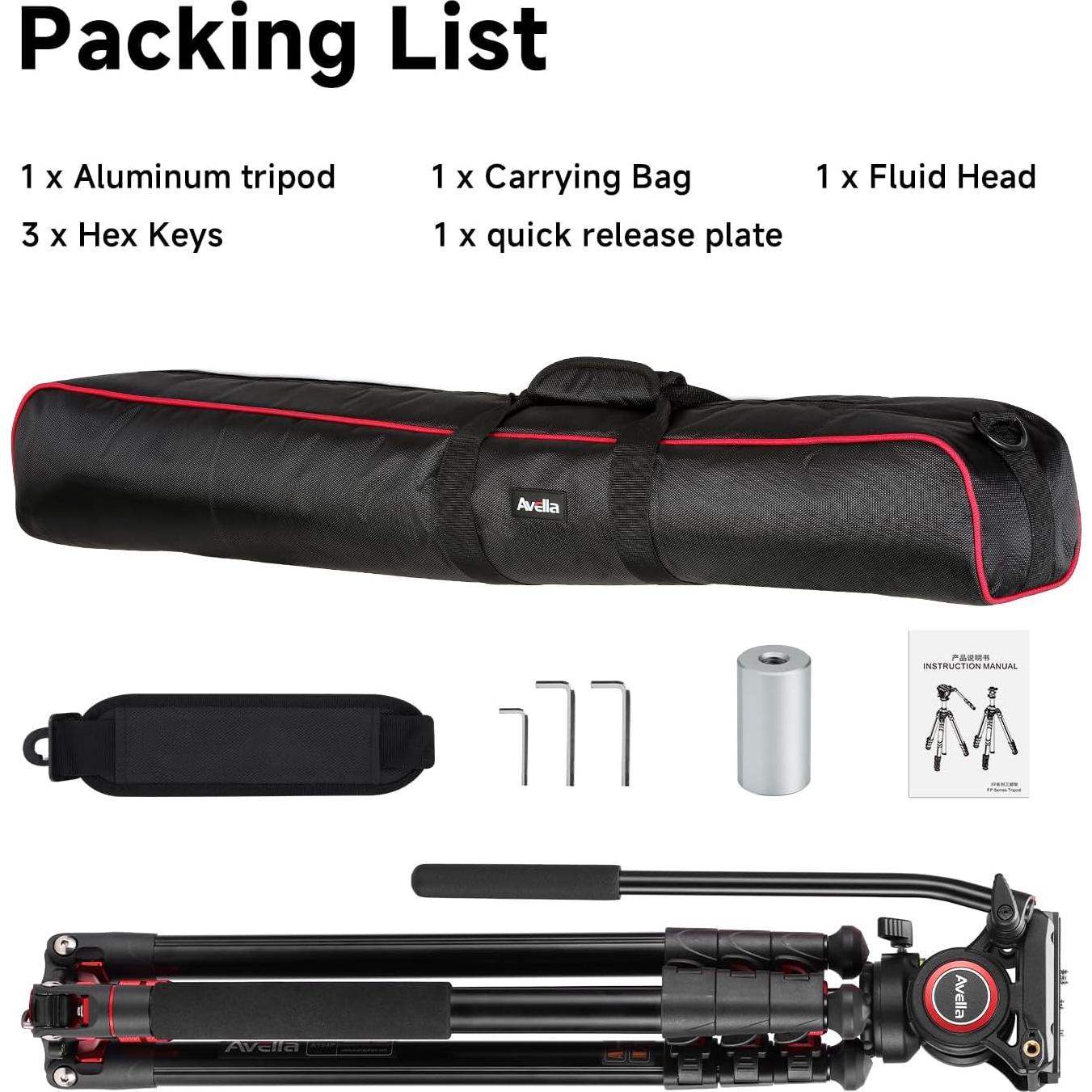 Trípode de Video Avella A154P Aluminio 198.8 cm DSLR