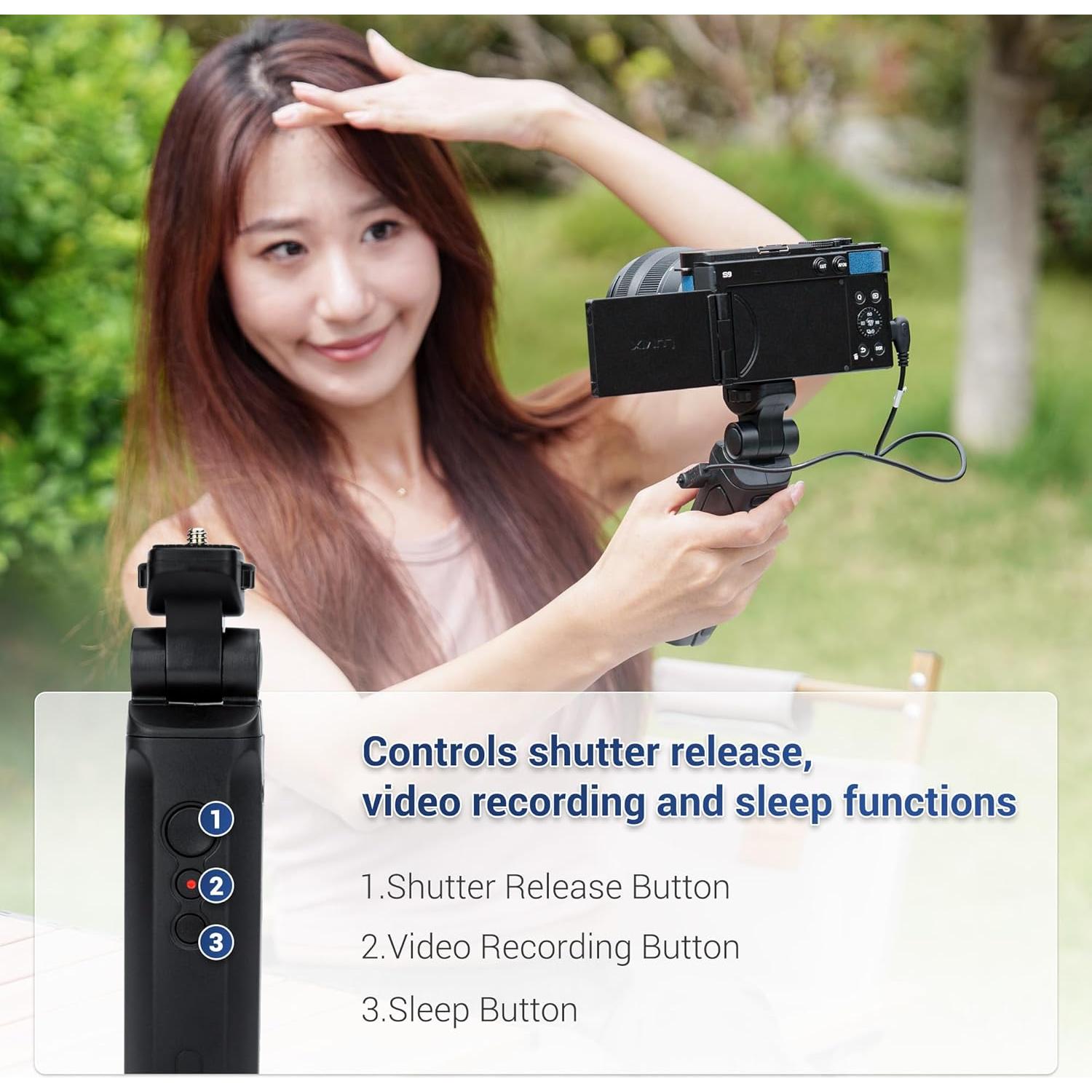 Agarre de Disparo Remoto JJC con Mini Trípode para Cámara Panasonic