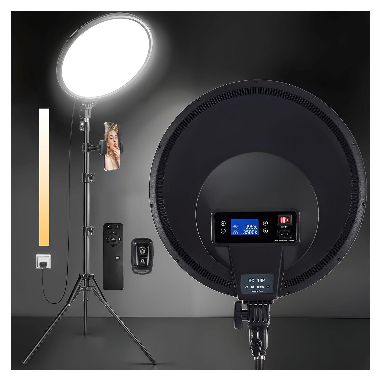 Aro de Luz LED 14" MACTREM con Trípode 180cm y Control Remoto