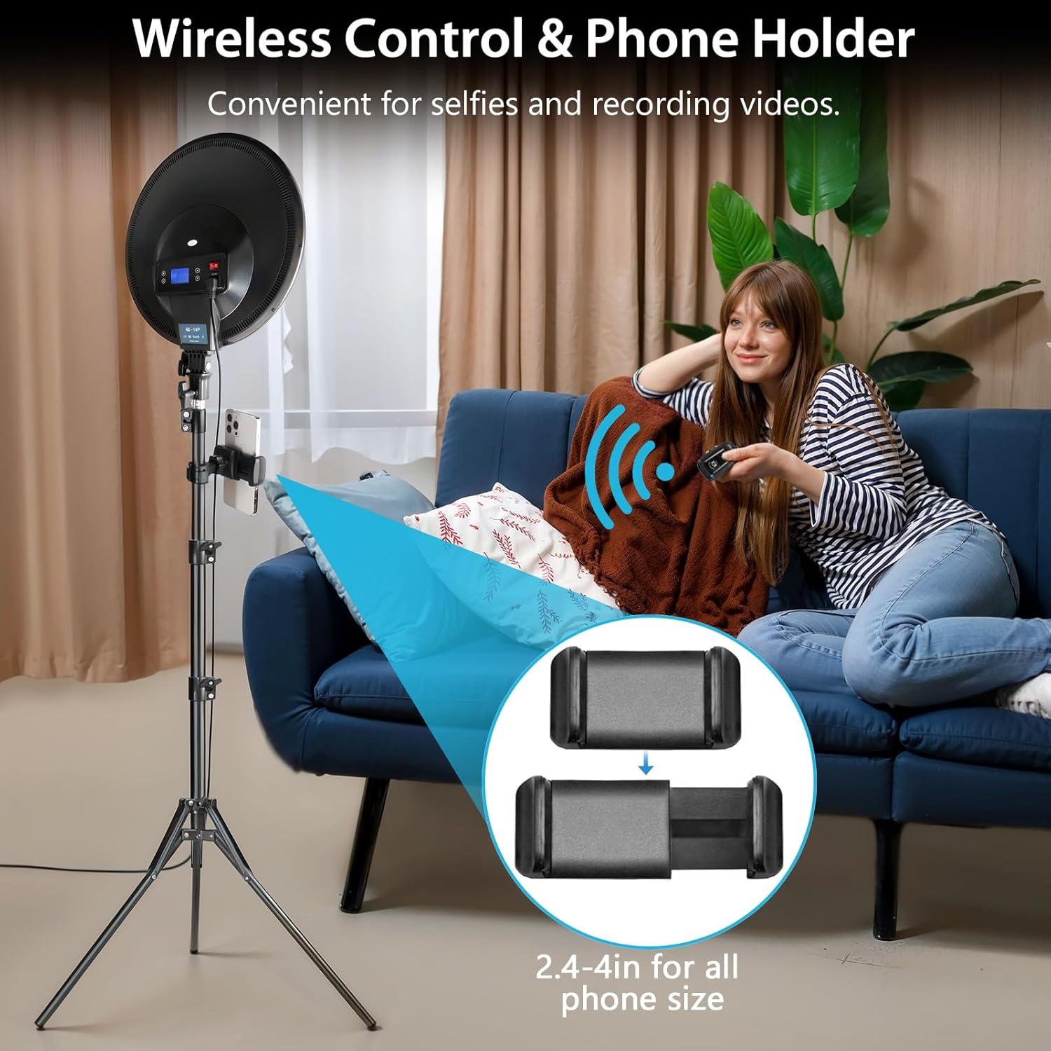 Aro de Luz LED 14" MACTREM con Trípode 180cm y Control Remoto