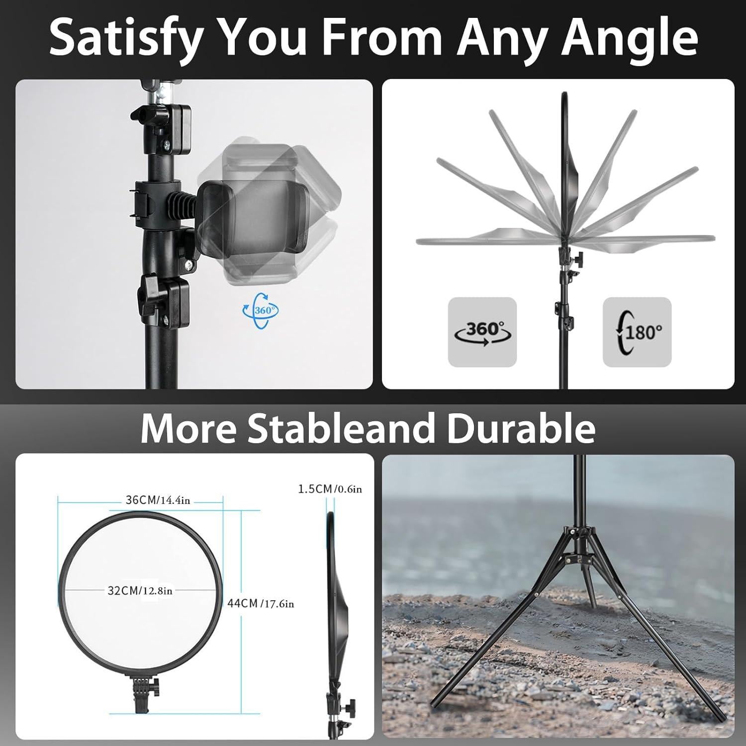 Aro de Luz LED 14" MACTREM con Trípode 180cm y Control Remoto