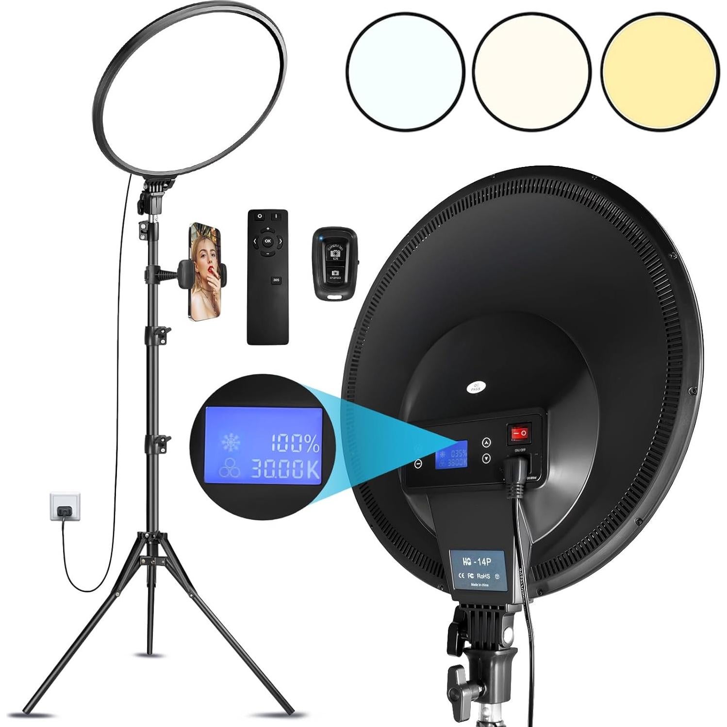 Aro de Luz LED 14" MACTREM con Trípode 180cm y Control Remoto