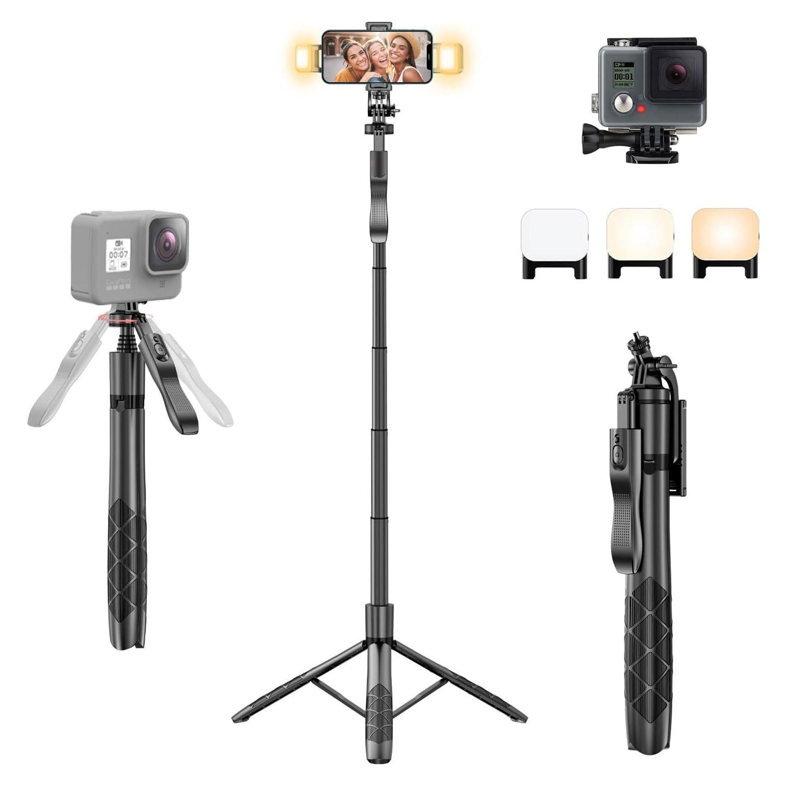 Trípode para Selfie CCBLZLL con 2 Luces LED 157 cm