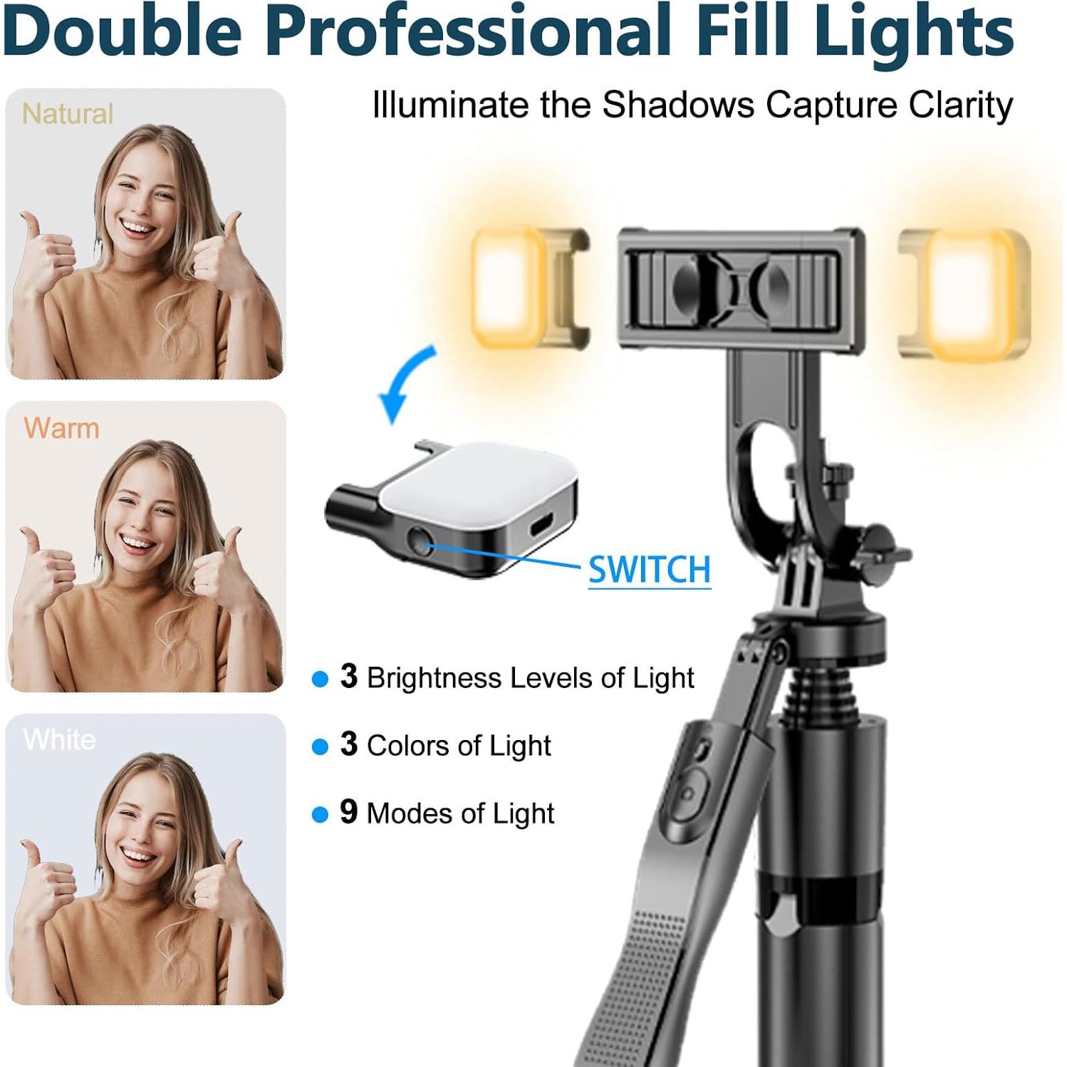 Trípode para Selfie CCBLZLL con 2 Luces LED 157 cm