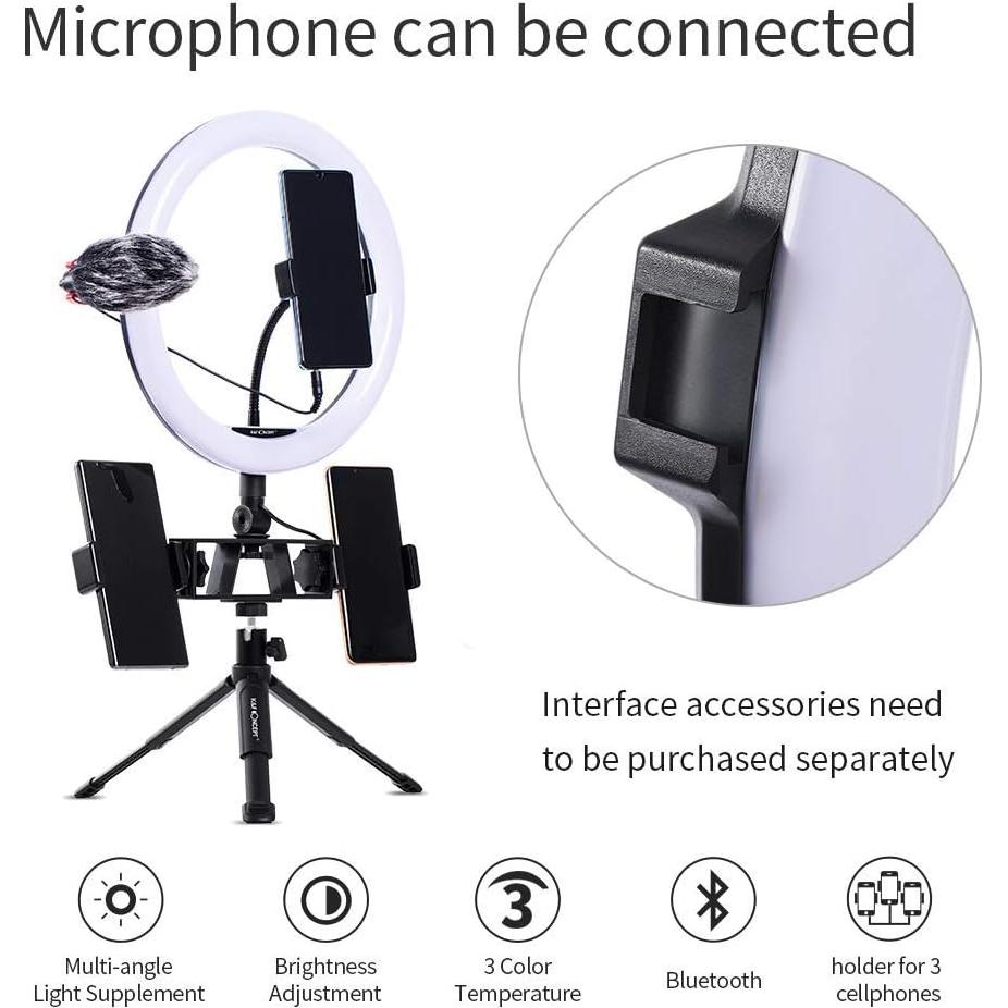 Anillo de Luz Selfie K&F Concept 28 cm con Trípode y Control Remoto