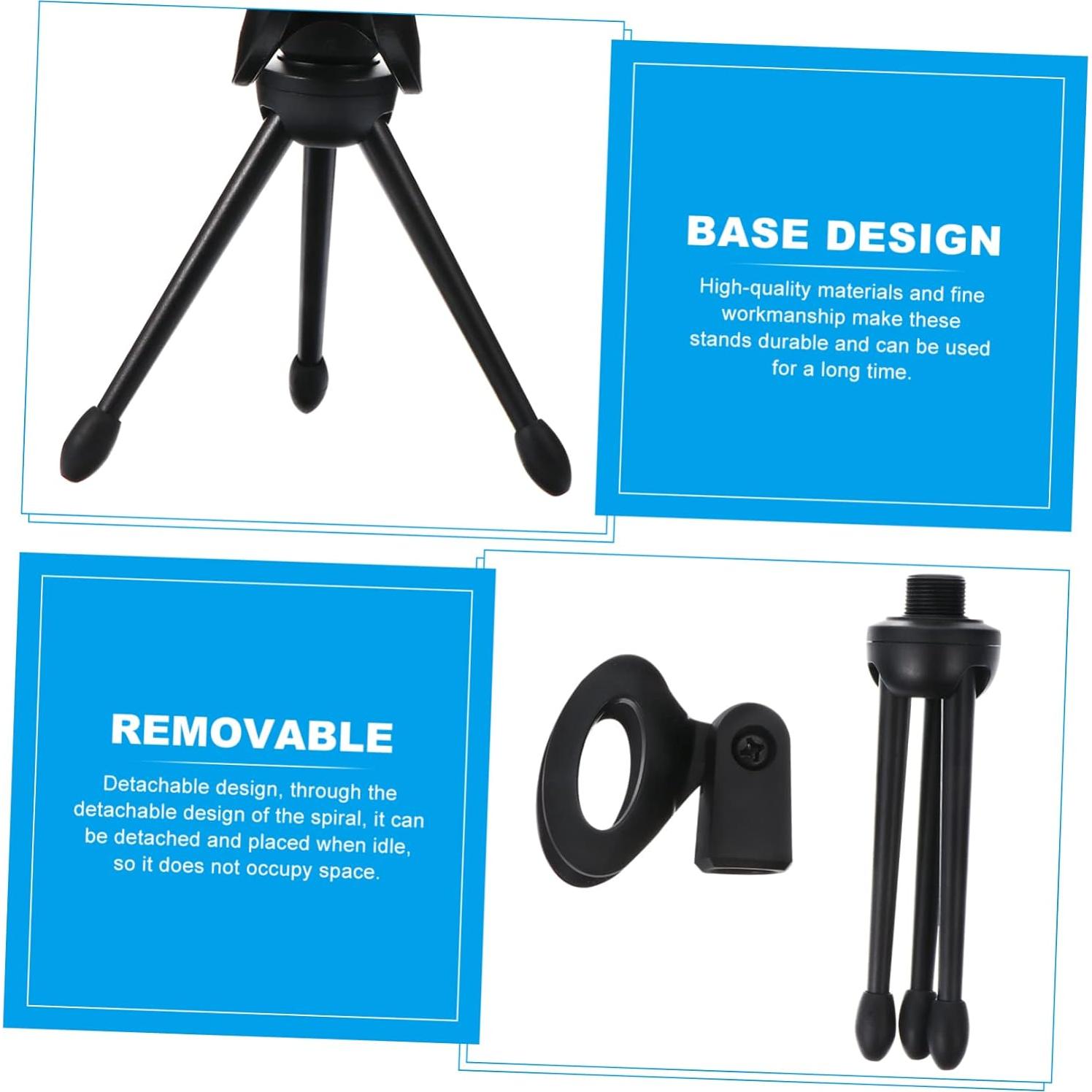 Soportes de Micrófono de Escritorio Kisangel - 2 Pcs Plegables Negros