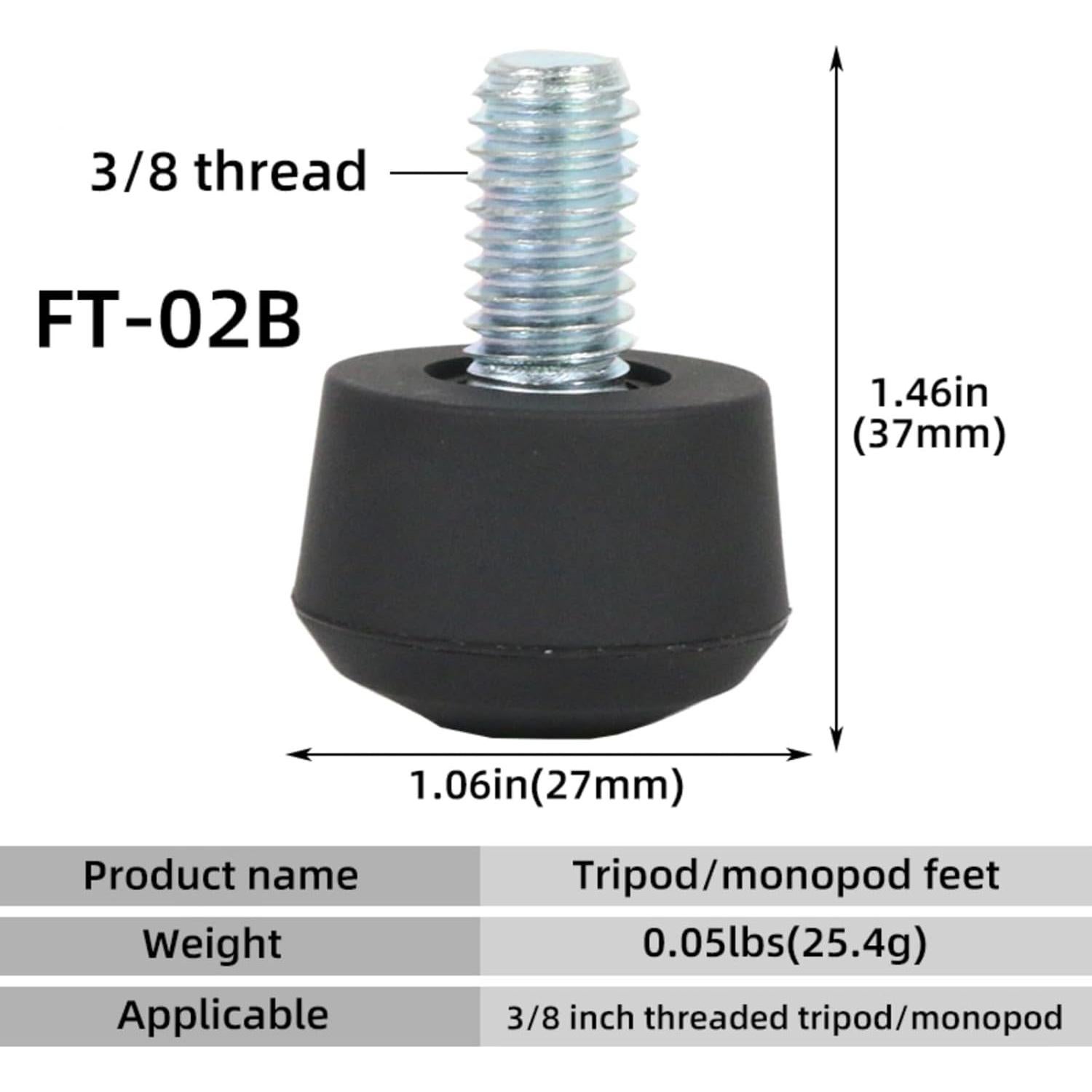 Lightweight 3/8inch Screw Rubber Tripod Foot Pad Nonslip for Cameras and Live Streaming Stands Providing Stability