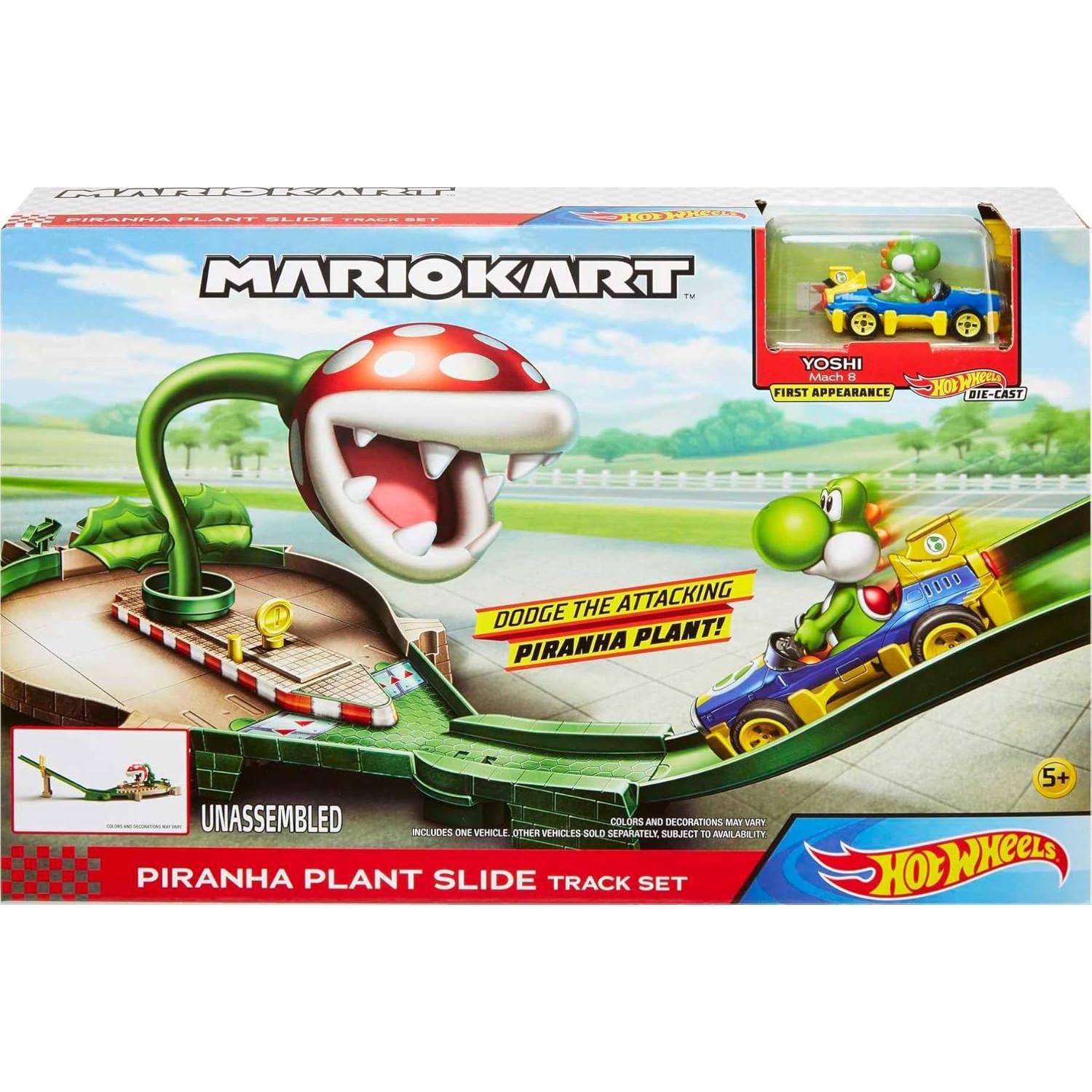 Set de Pista Piranha Plant Slide Hot Wheels con Yoshi Kart