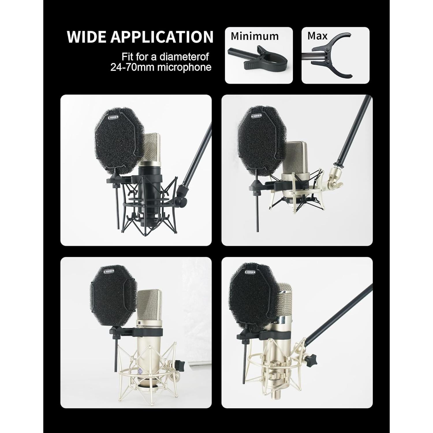 Filtro Pop Profesional para Micrófono YT001 - Cubierta de Viento 14.2x20cm