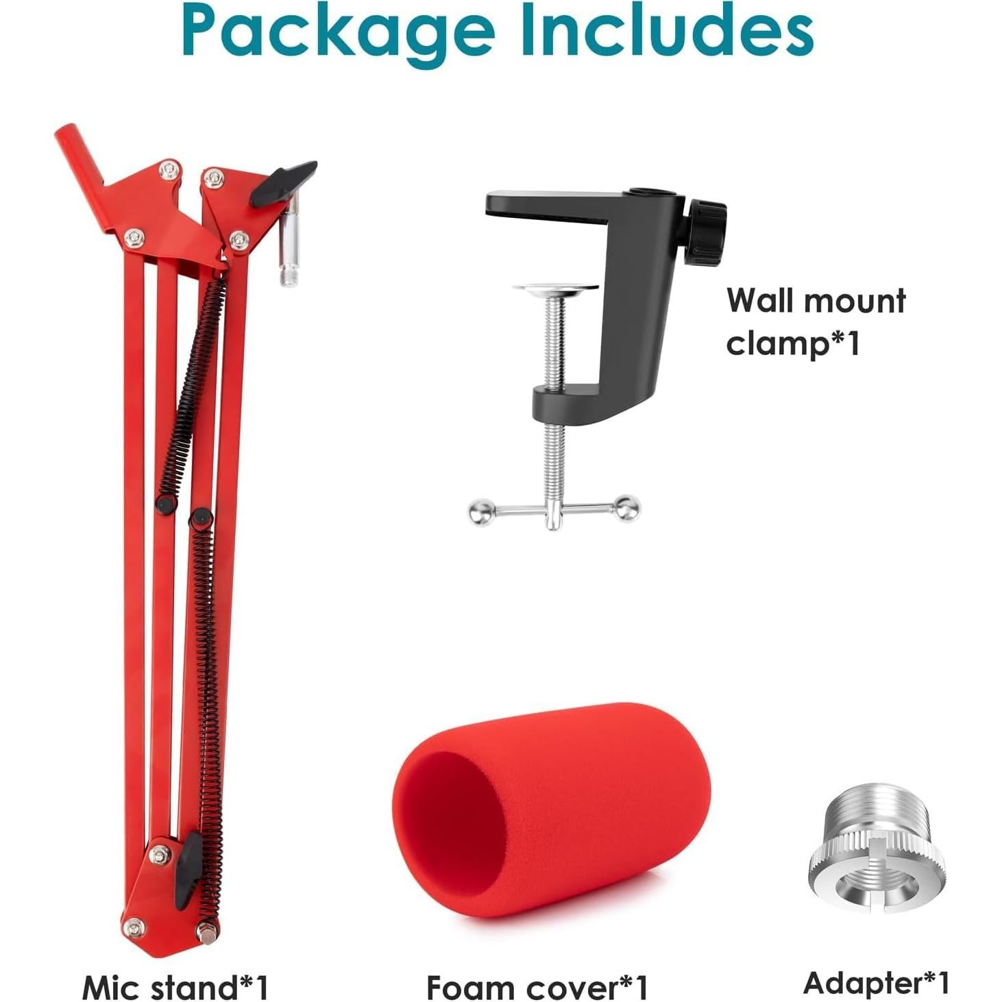 Brazo Boom Soporte de Micrófono YOUSAHRES Rojo Ajustable