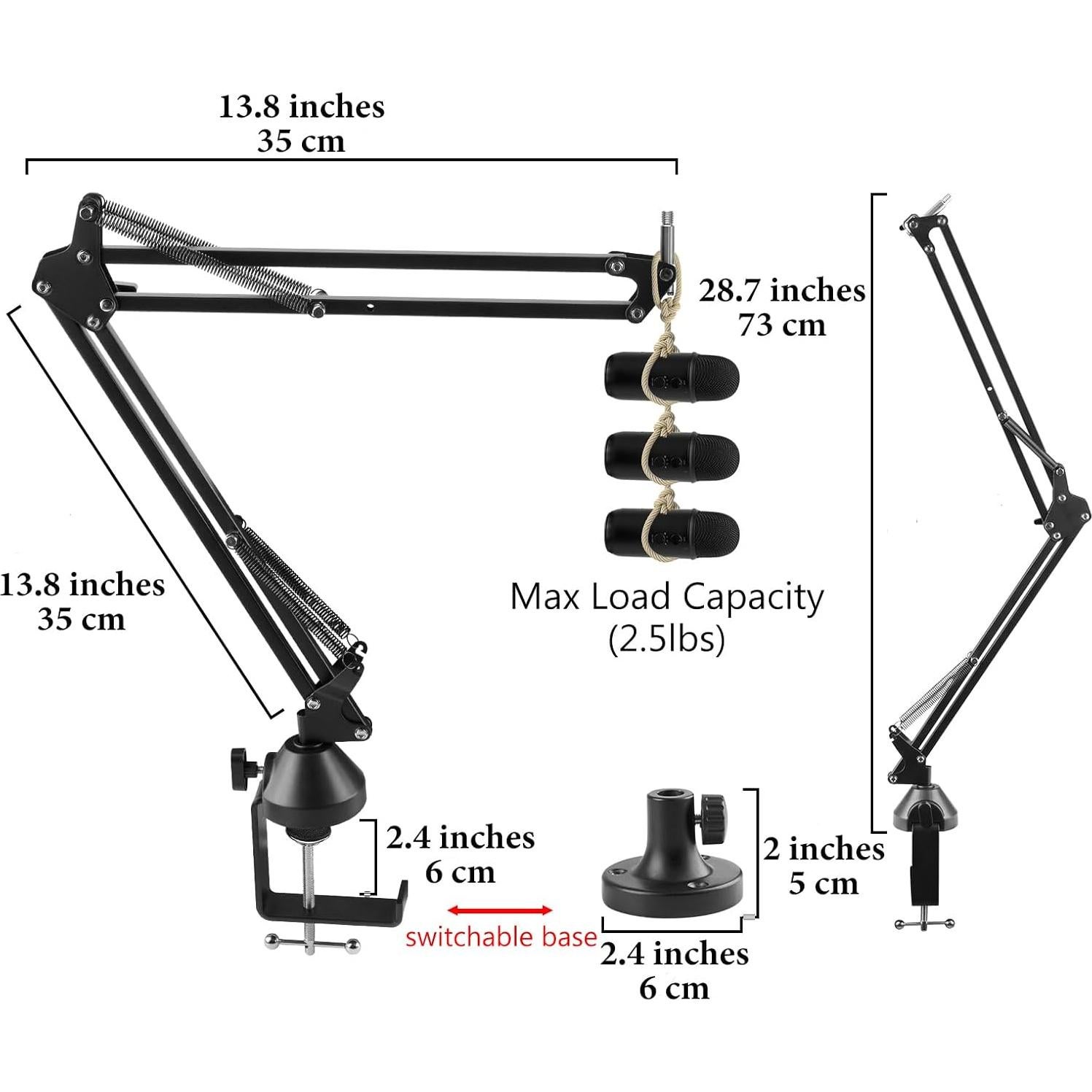 Brazo de Micrófono Geekria para Blue Yeti y Snowball - Soporte de Mesa