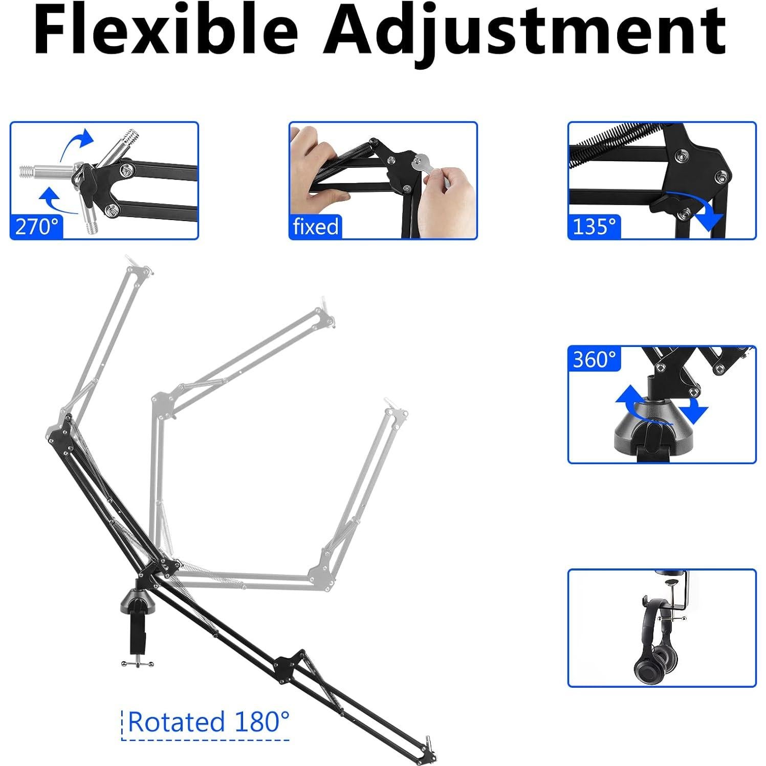 Brazo de Micrófono Geekria para Blue Yeti y Snowball - Soporte de Mesa