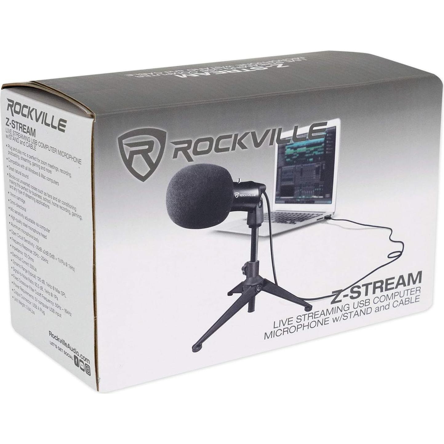 Micrófono USB Rockville Z-Stream + Brazo Ajustable Audio Technica