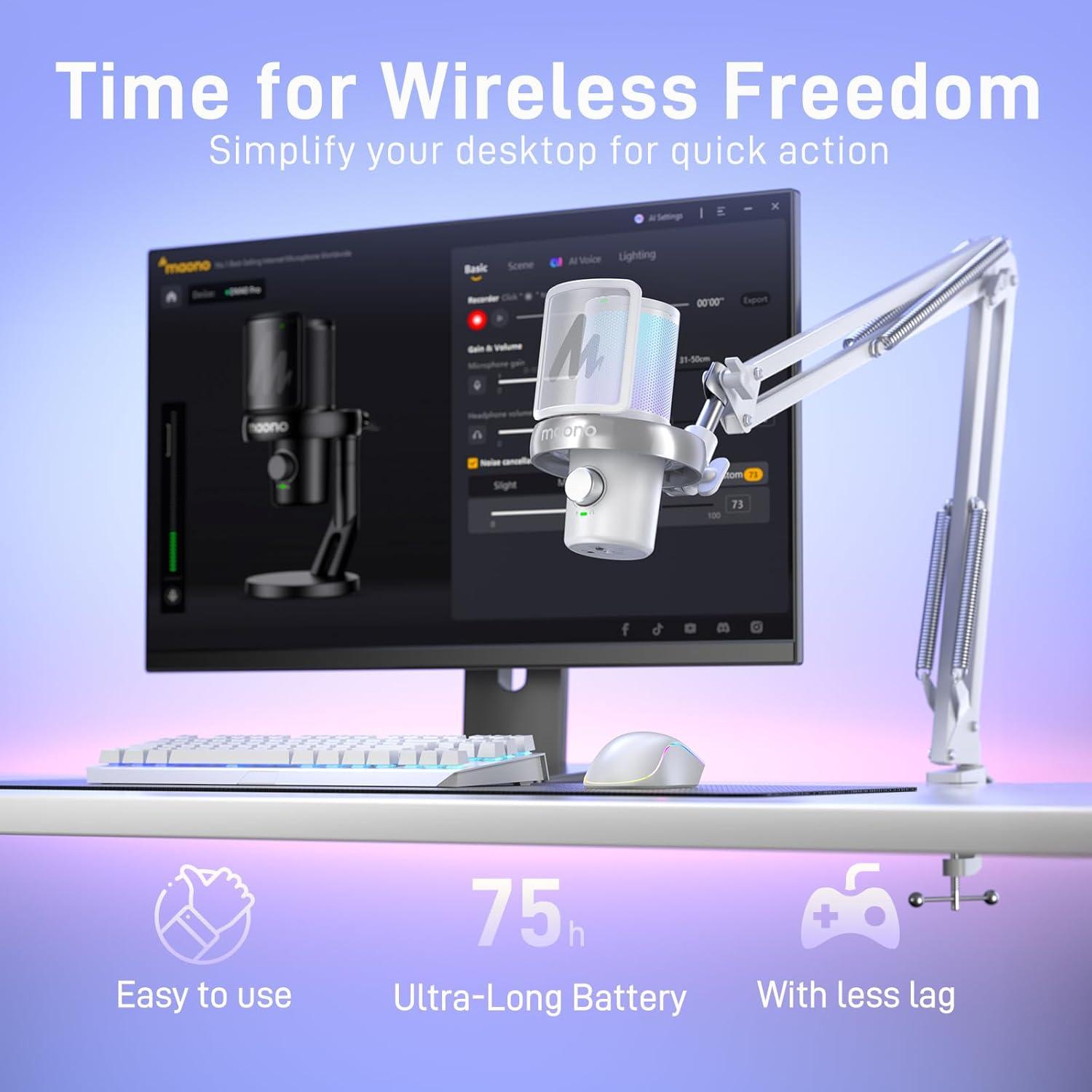 Micrófono Inalámbrico MAONO DM40 Pro con Cancelación de Ruido AI