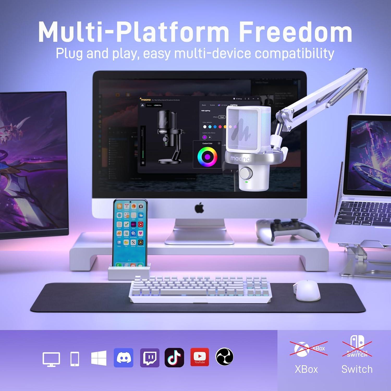 Micrófono Inalámbrico MAONO DM40 Pro con Cancelación de Ruido AI