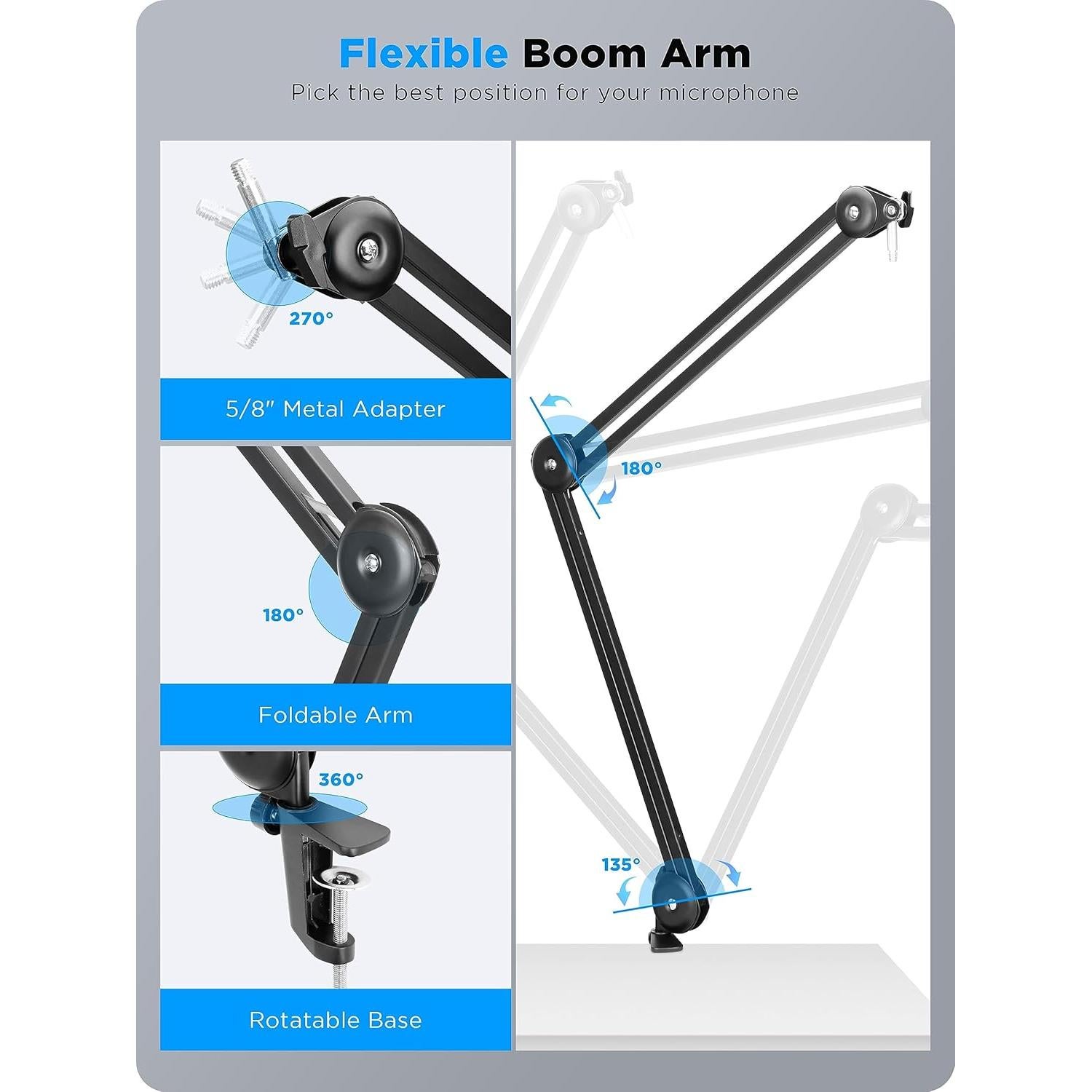 Brazo de Micrófono BOYA BY-BA20 Ajustable 62 cm Soporte Pesado