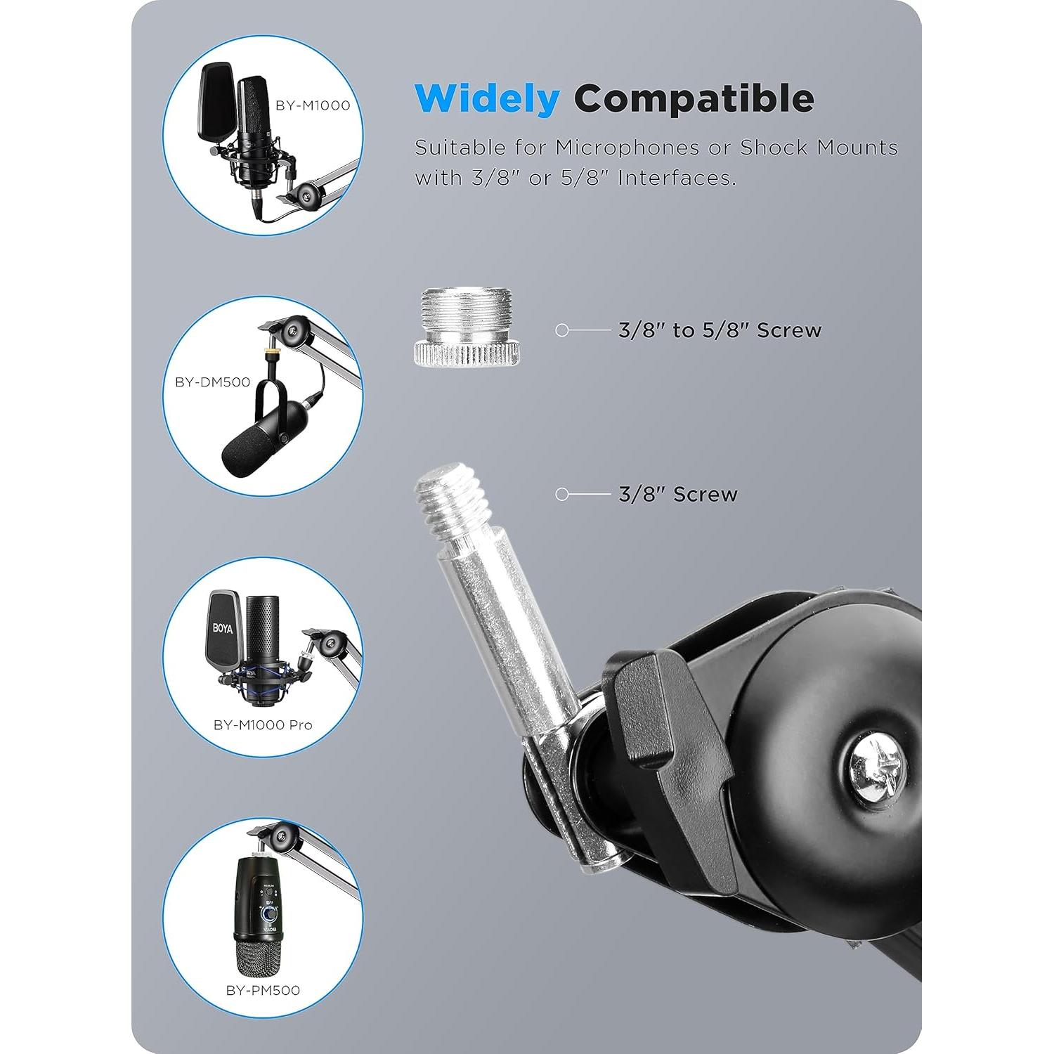 Brazo de Micrófono BOYA BY-BA20 Ajustable 62 cm Soporte Pesado