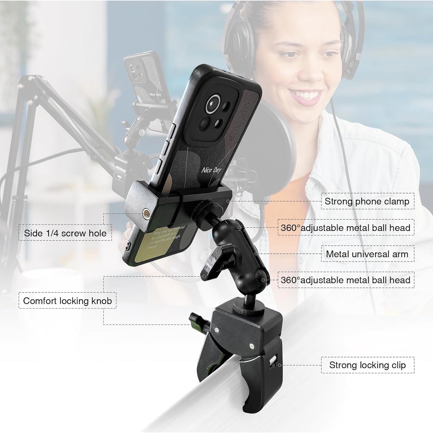 Soporte para Teléfono ROCKFREE con Clip Ajustable 10 cm