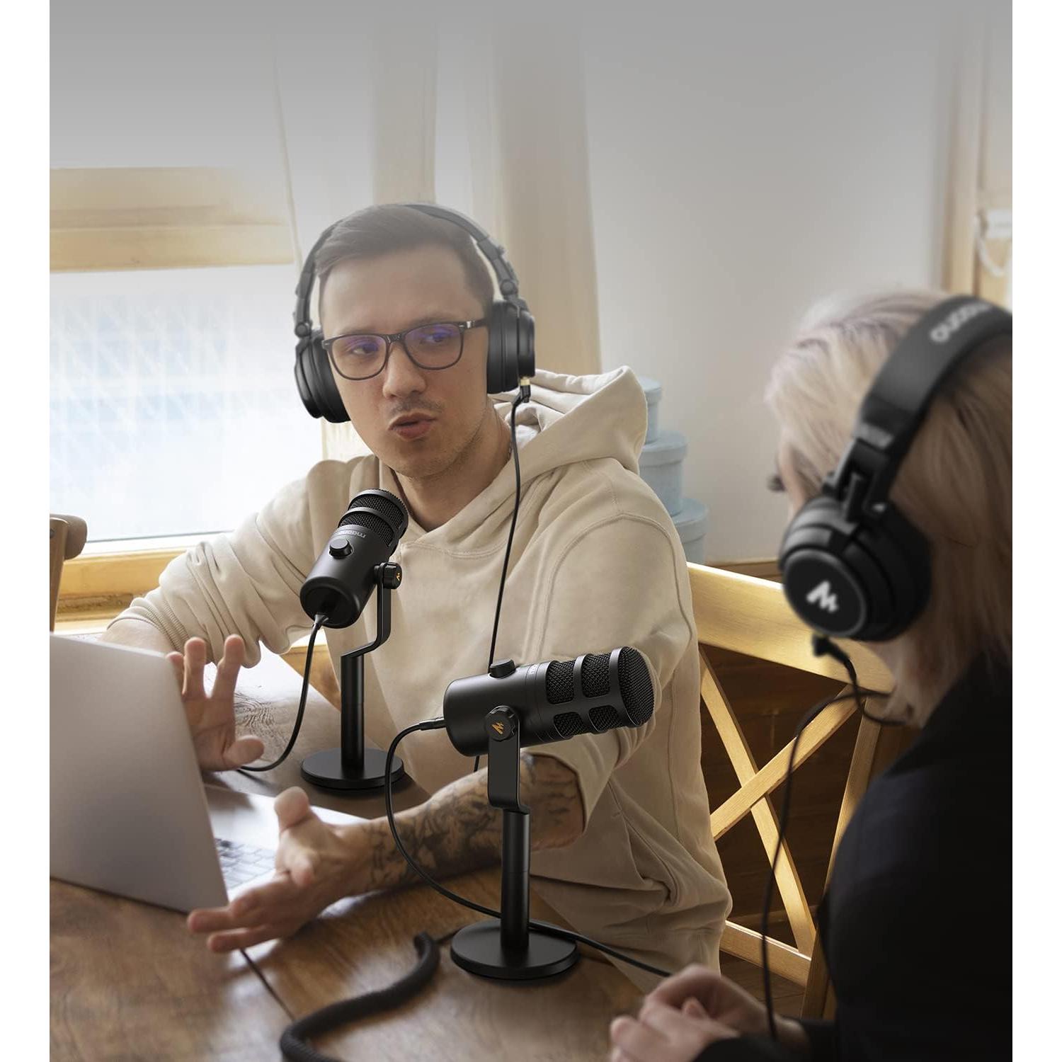 Micrófono Dinámico USB MAONO PD100U con Brazo BA92 para Podcast