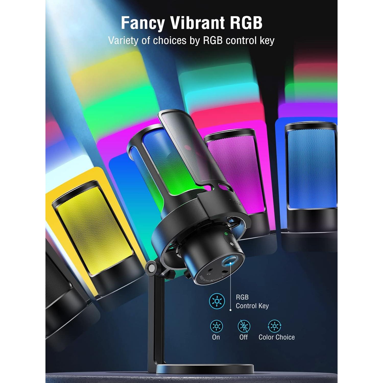 Micrófono USB FIFINE A8Plus+BM63 con Brazo Soporte y Control RGB