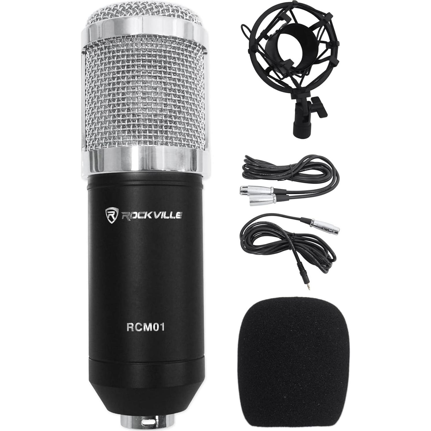 Paquete Streaming Rockville RCM01 Micrófono + Auriculares + Brazo
