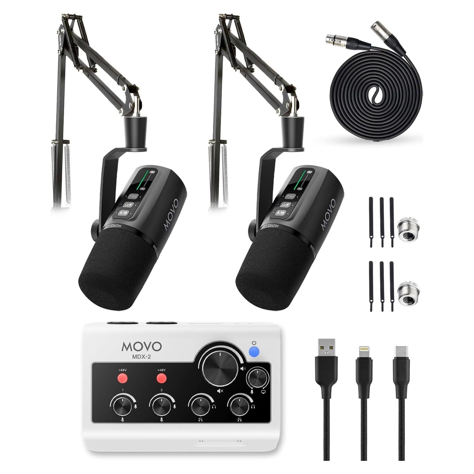 Kit de Podcasting Movo MDX-2 con 2 Micrófonos UM6 y Soportes