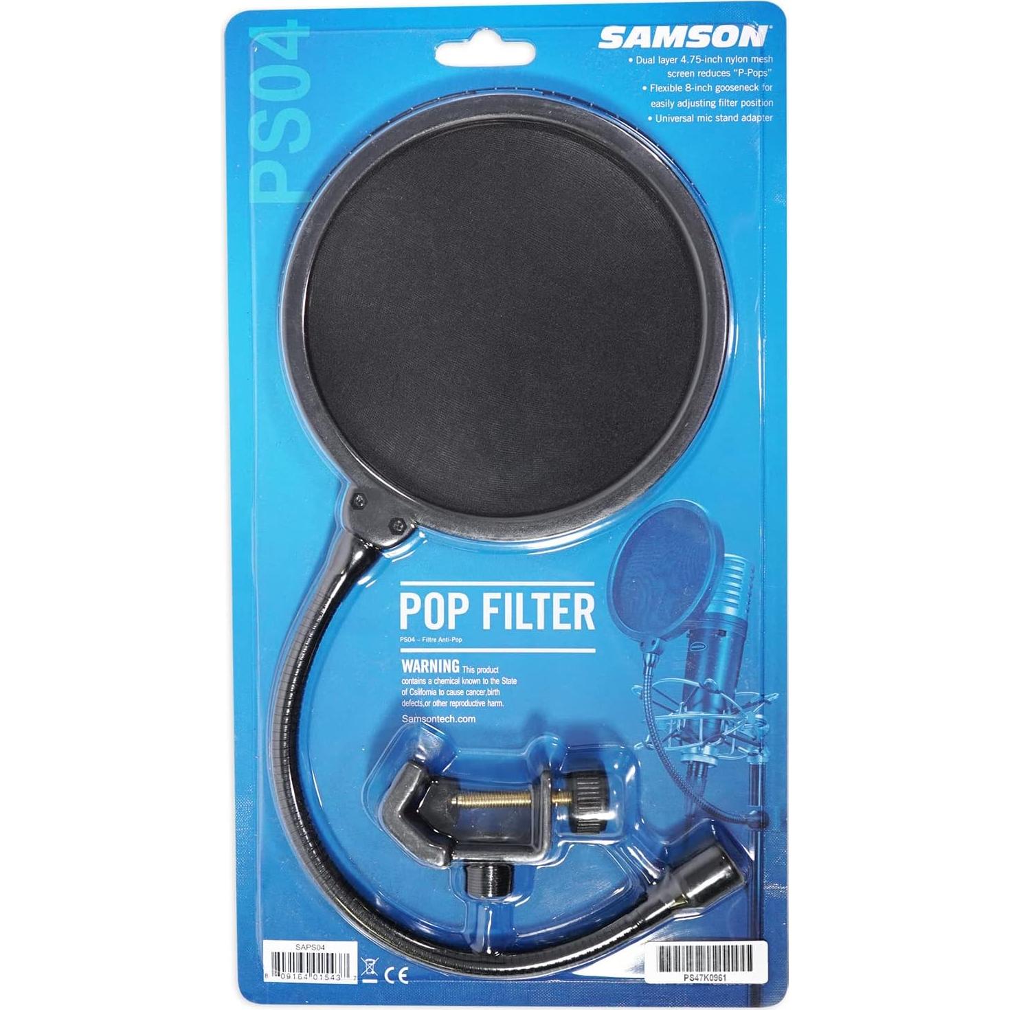 Filtro Pop Samson PS04 12.06 cm con Brazo Flexible 20.32 cm