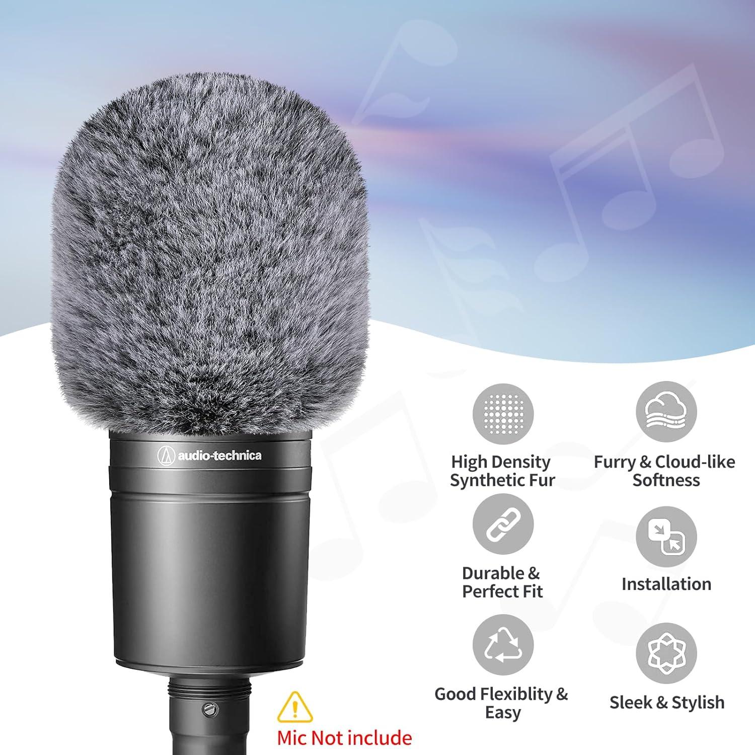 Pop Filter for Audio-Technica AT2020 Microphone，Mic Covers Foam with Furry Windscreen Muff Windshield Acoustic Recording Filter and Noise for AT2020USB AT2035 AT2040 AT2050 ATR2500 ATR2500X AT4040