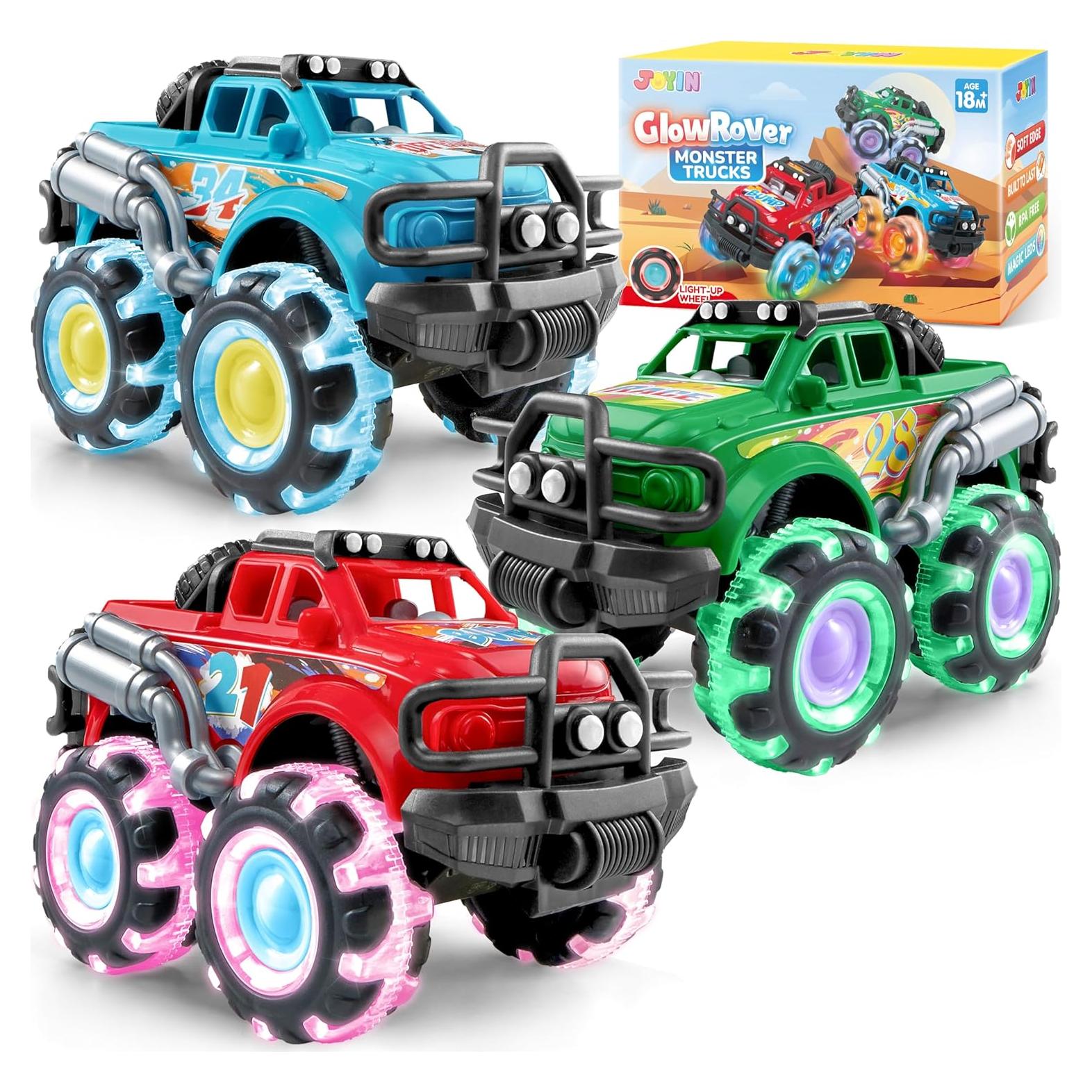 Paquete de 3 Camiones Monster GlowRover con Ruedas LED