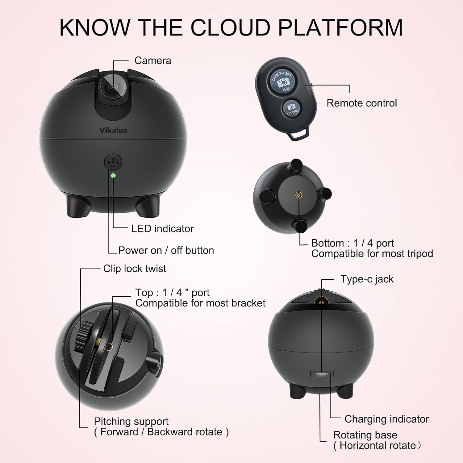 Trípode de Seguimiento Facial Automático Vikaluz Q9-P 360°