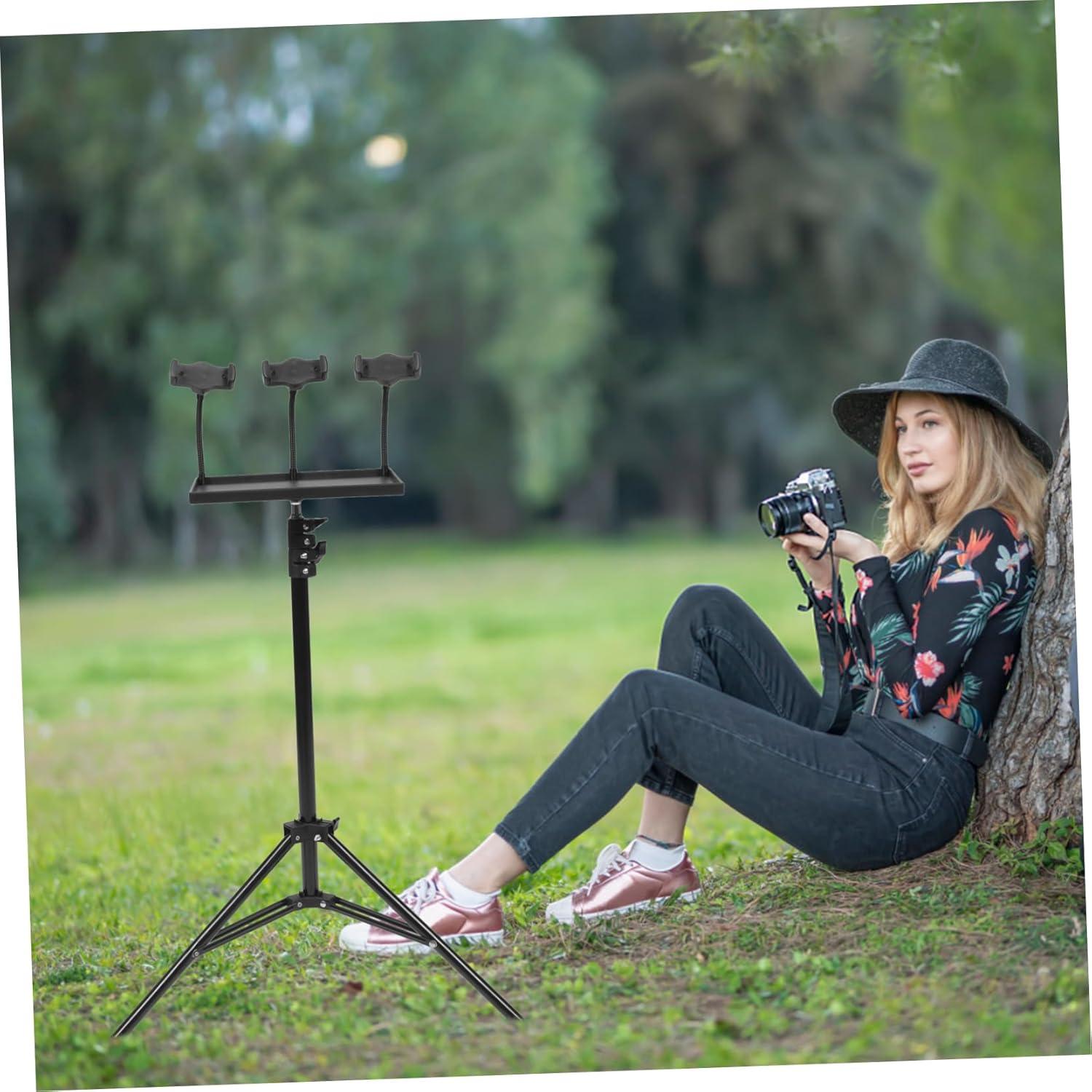 Soporte de trípode ajustable para proyector y laptop - Negro