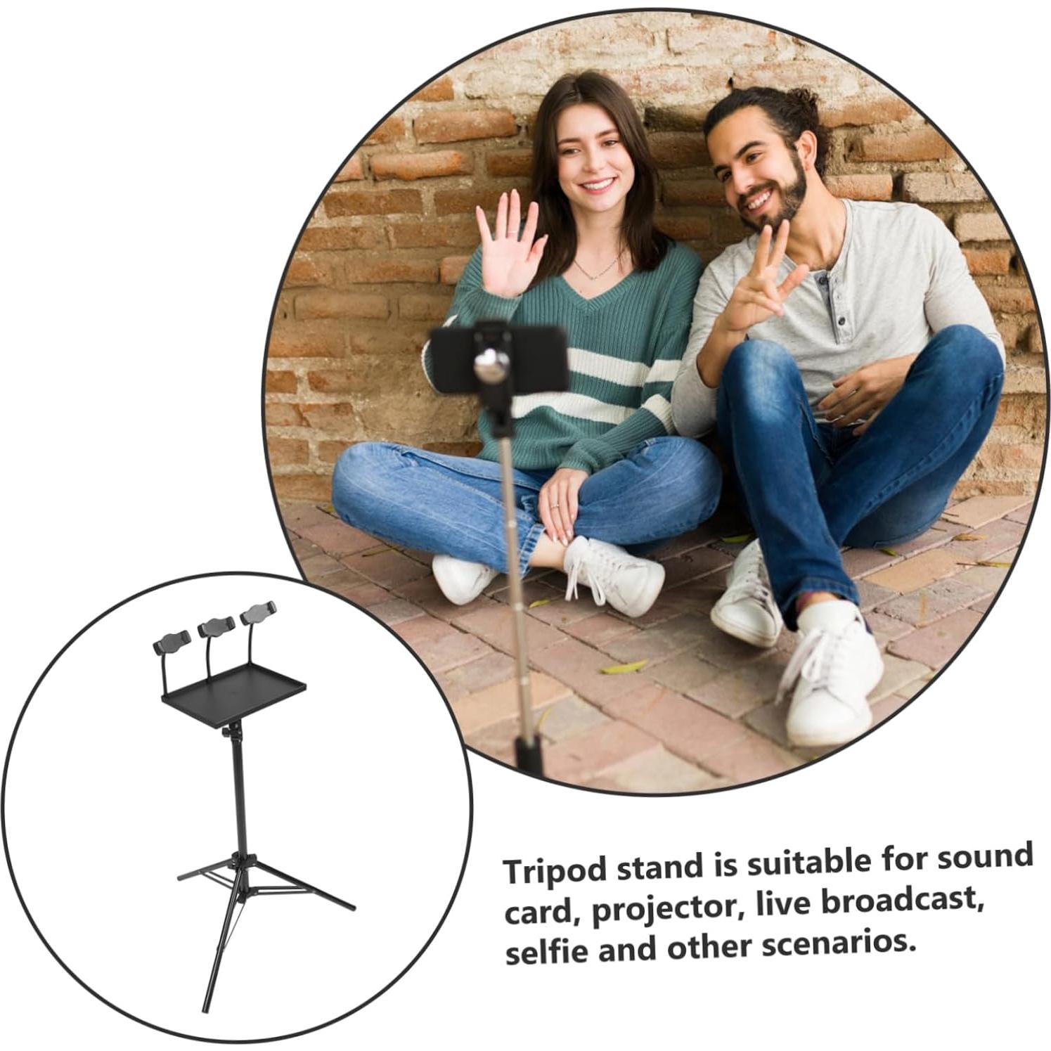 Soporte de trípode ajustable para proyector y laptop - Negro