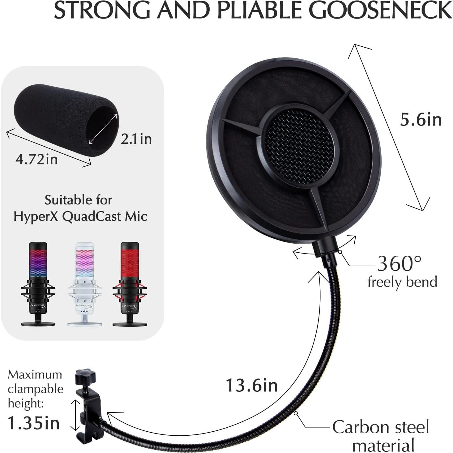 Filtro Pop Sunmon 6 Capas para Micrófono HyperX QuadCast