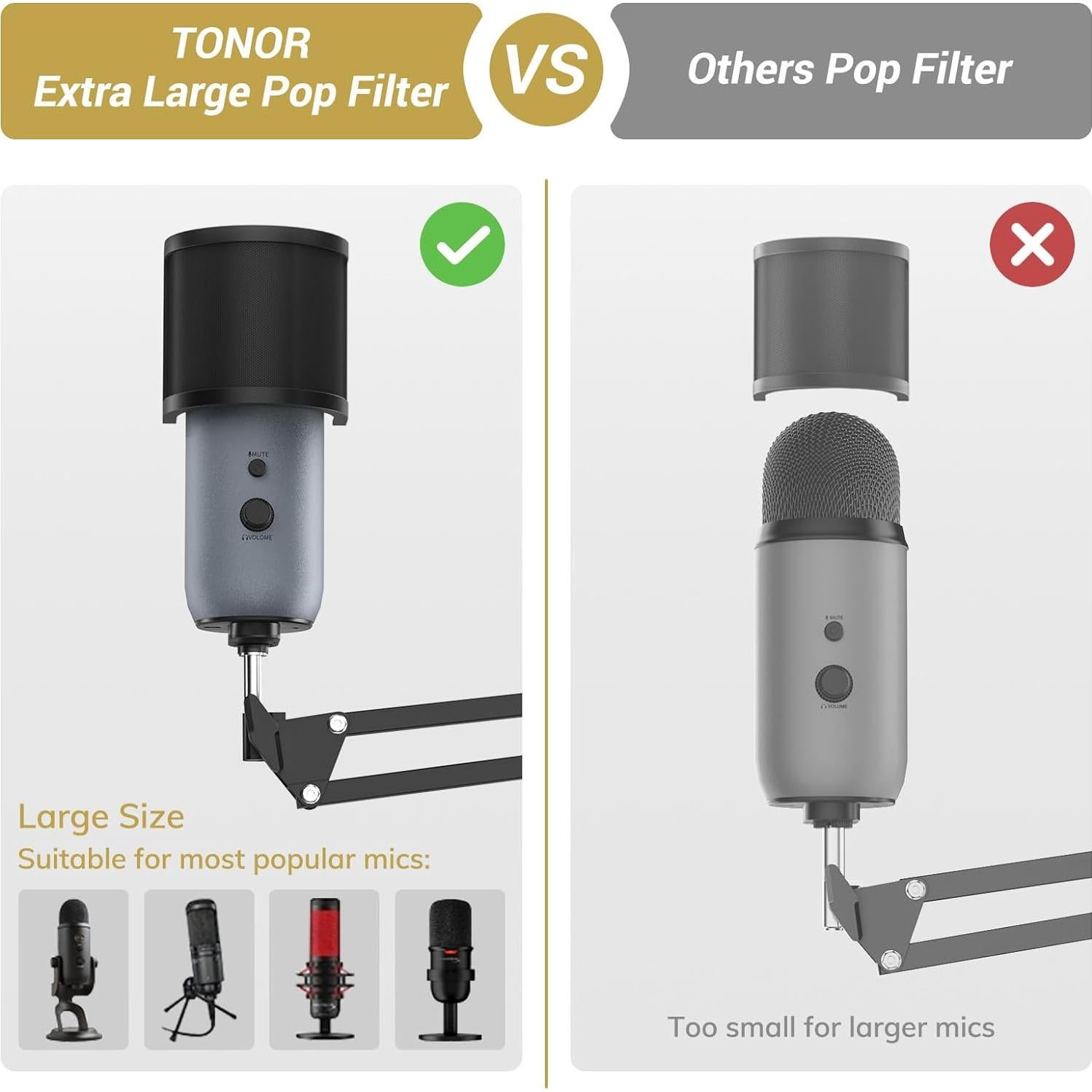 Brazo de Micrófono TONOR T40 con Filtro Pop y Adaptadores