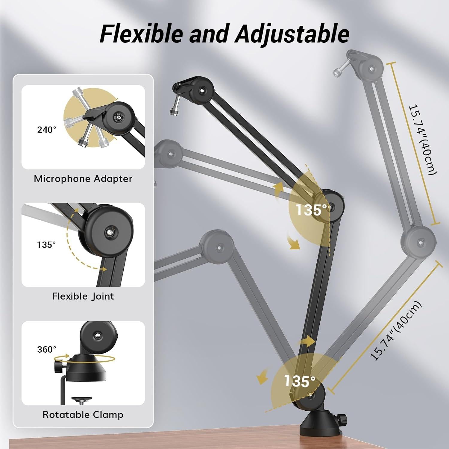 Brazo de Micrófono TONOR T40 con Filtro Pop y Adaptadores