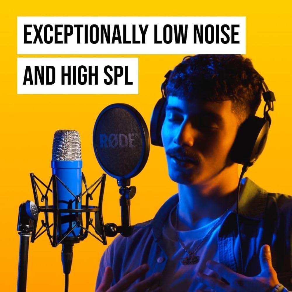 NT1 Signature Series Large-Diaphragm Condenser Microphone (Cobalt) Bundle with Mic Stand with Fixed Boom