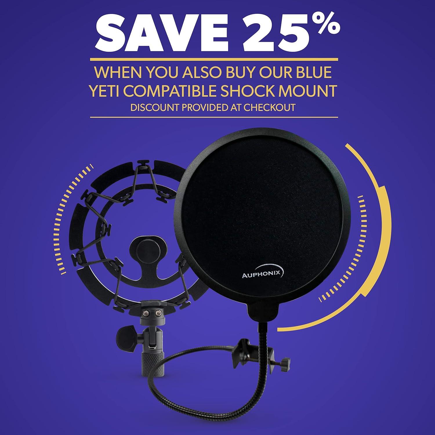 Filtro Pop para Micrófonos Blue Yeti - Soporte Cuello de Ganso