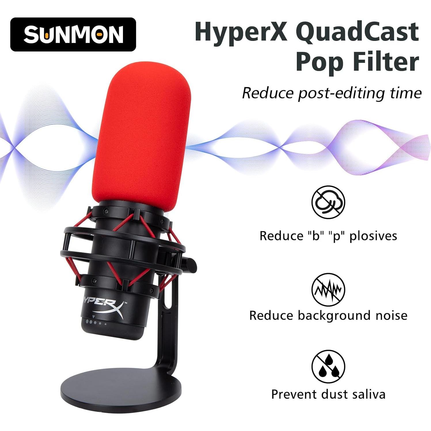 Filtro Pop Rojo SUNMON para Micrófono HyperX QuadCast