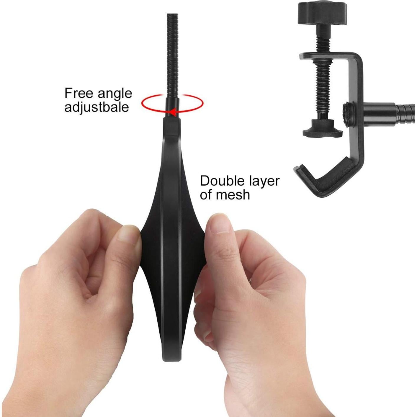 Filtro Pop de Micrófono de Estudio con Cuello de Ganso Ajustable