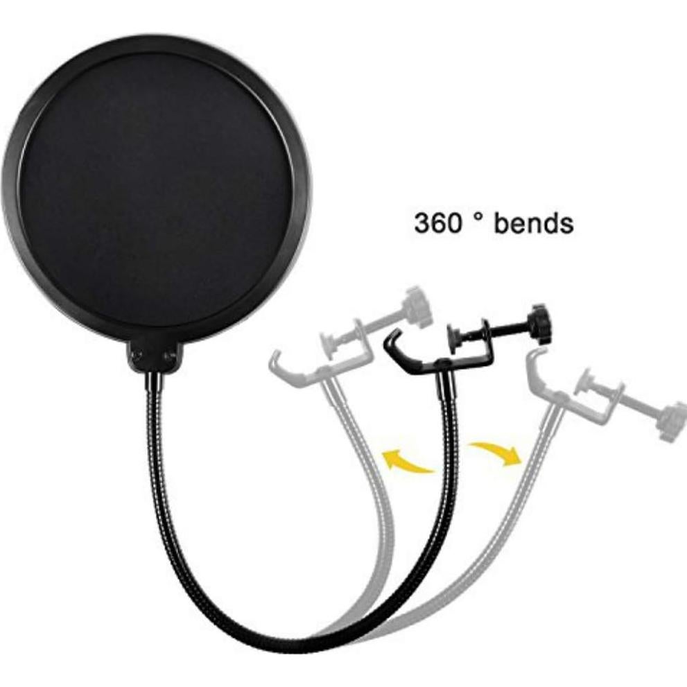 Filtro Pop de Micrófono de Estudio con Cuello de Ganso Ajustable