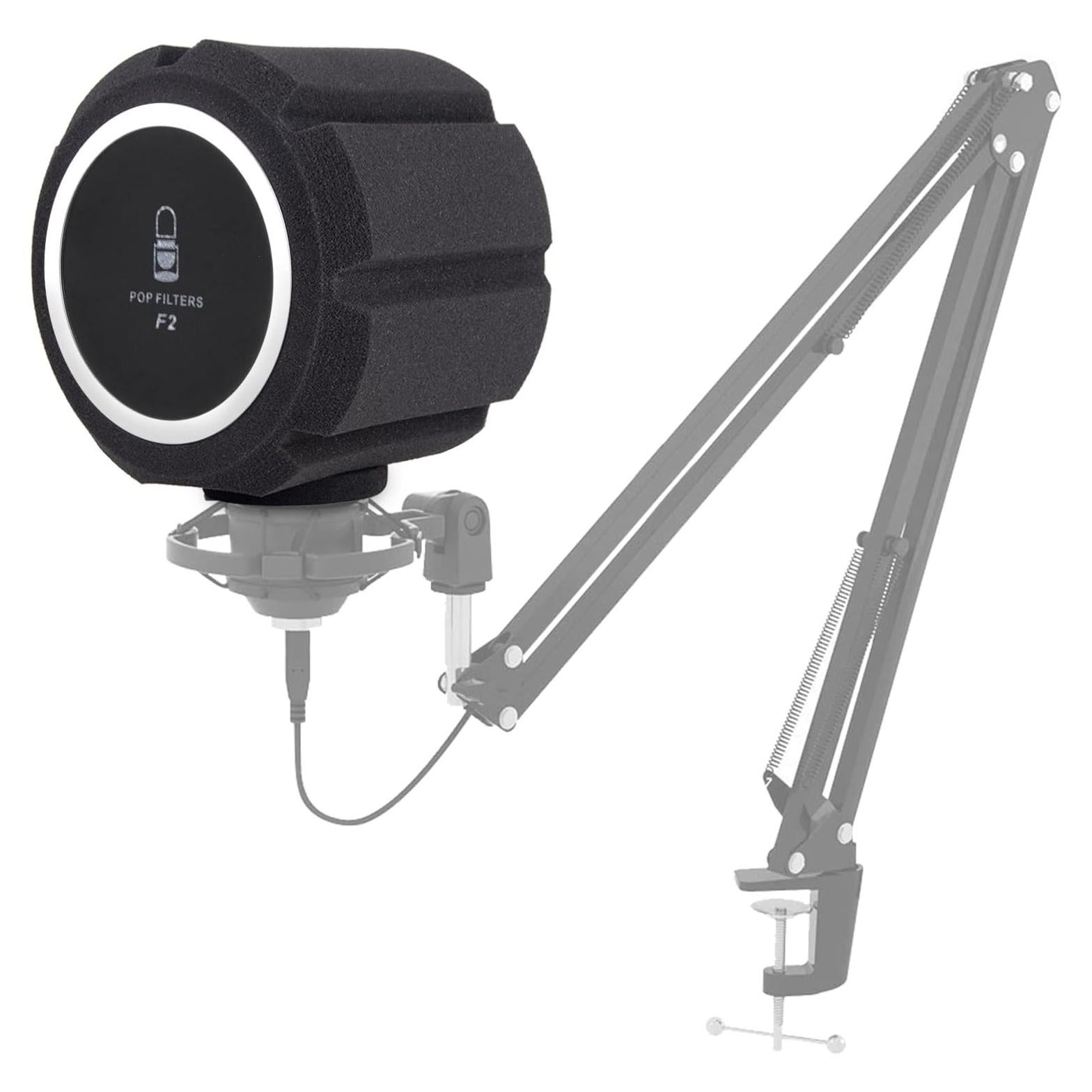 Filtro Pop Grande Facmogu para Micrófono Negro - Reducción de Ruido