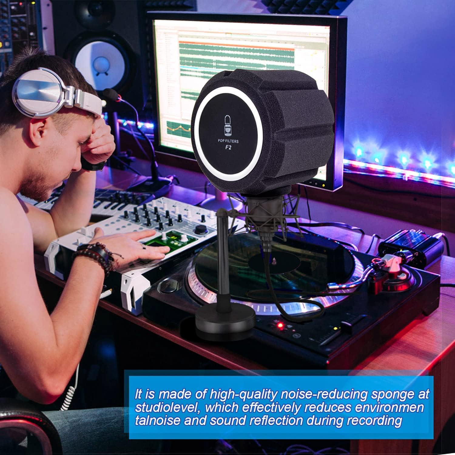 Filtro Pop Grande Facmogu para Micrófono Negro - Reducción de Ruido