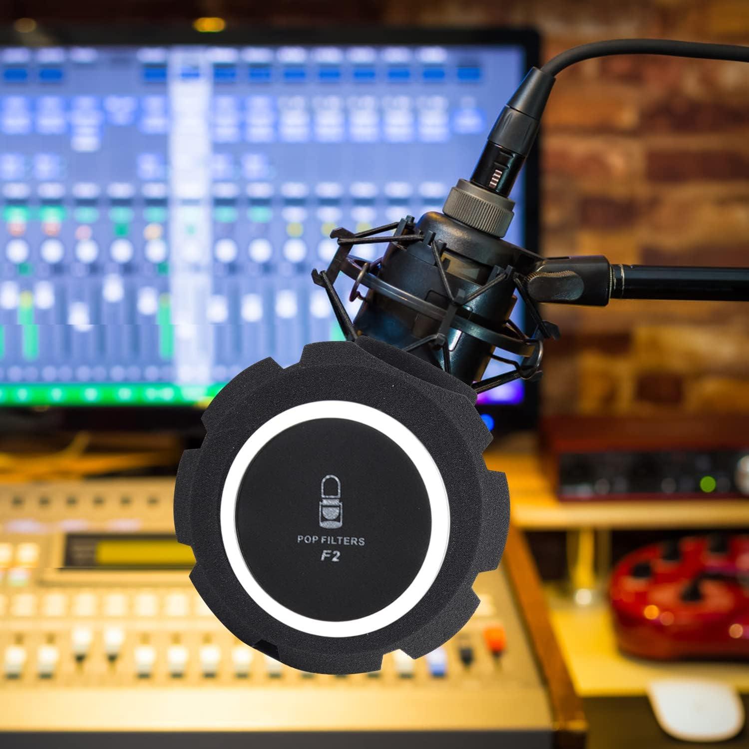 Filtro Pop Grande Facmogu para Micrófono Negro - Reducción de Ruido