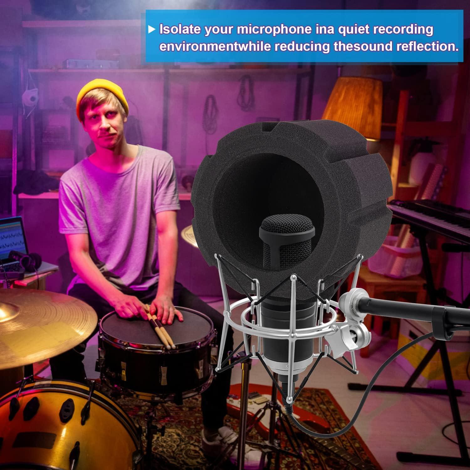 Filtro Pop Grande Facmogu para Micrófono Negro - Reducción de Ruido