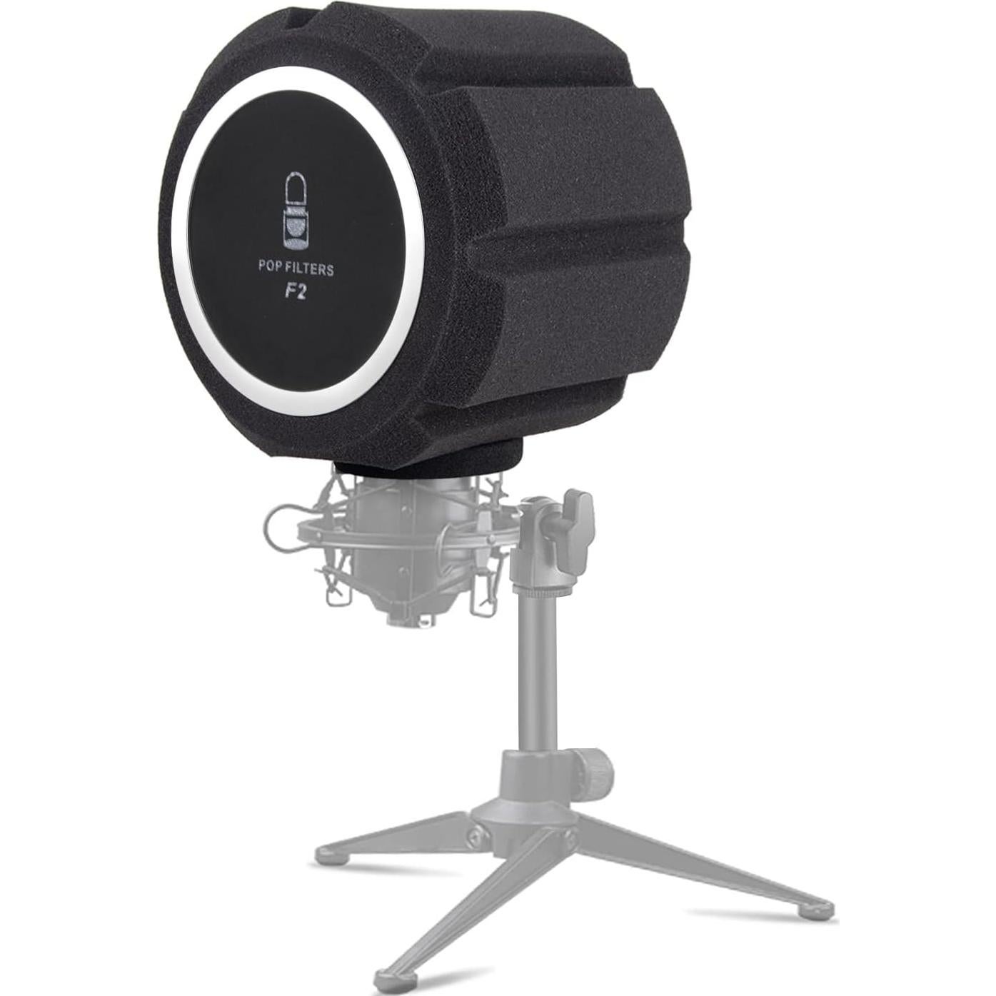 Filtro Pop Grande Facmogu para Micrófono Negro - Reducción de Ruido