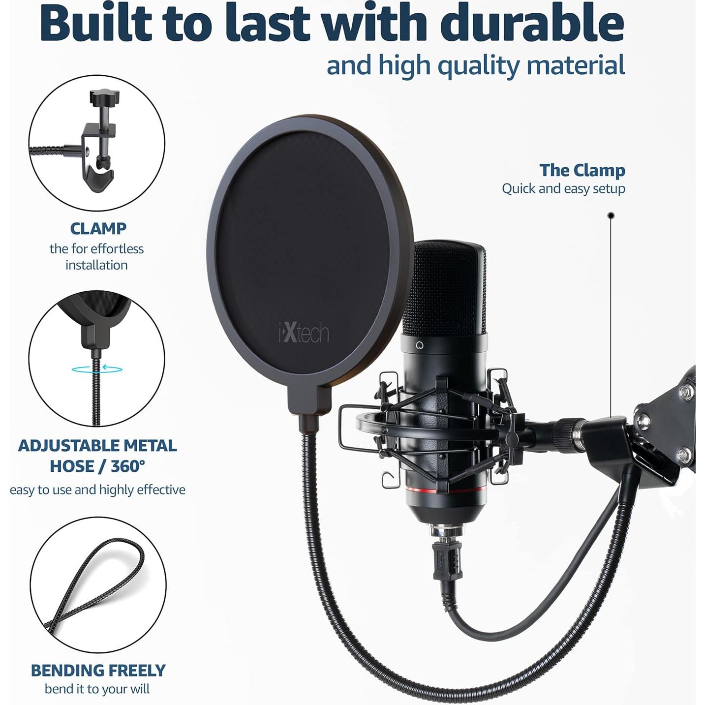 Filtro Pop IXTECH para Micrófono Blue Yeti Doble Capa