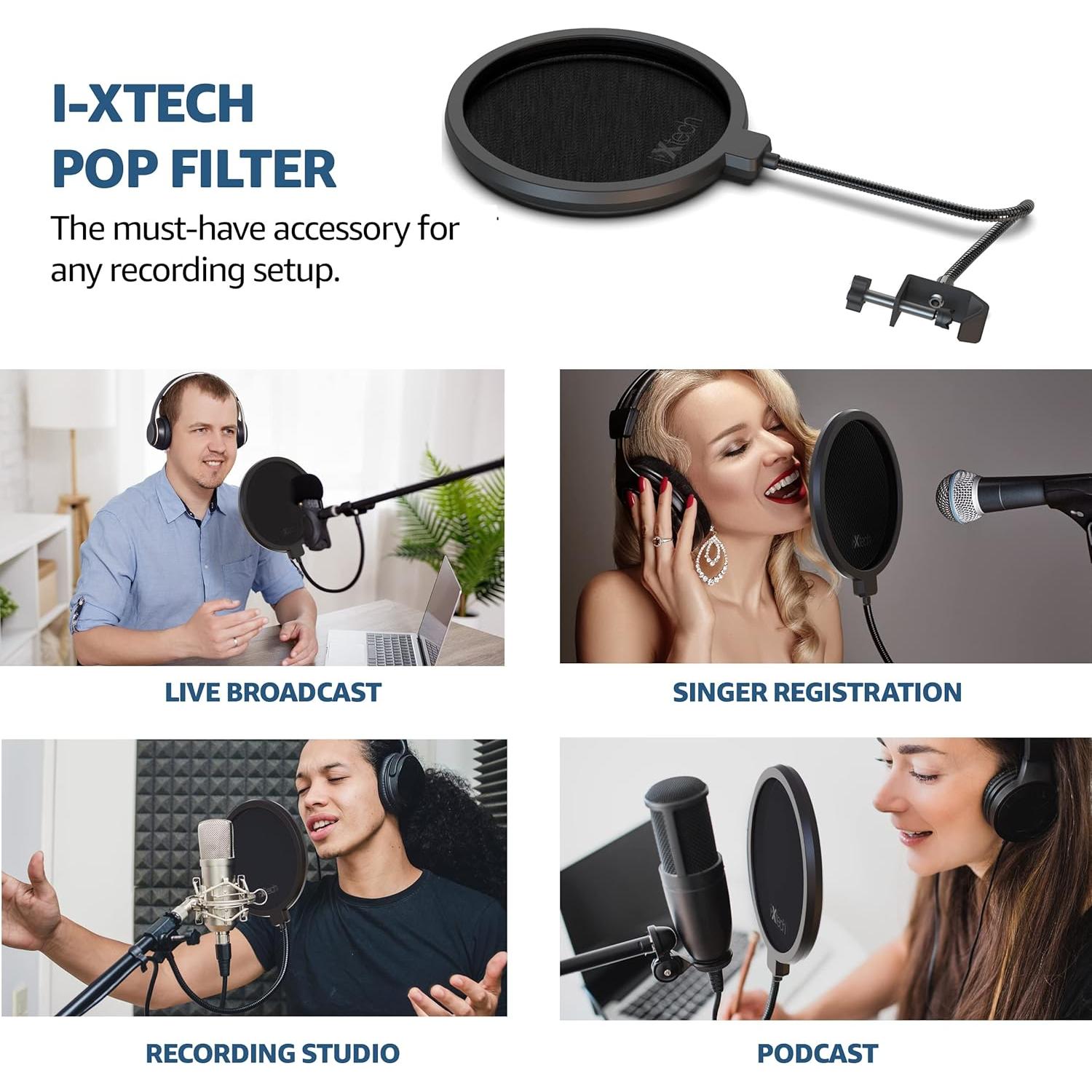 Filtro Pop IXTECH para Micrófono Blue Yeti Doble Capa