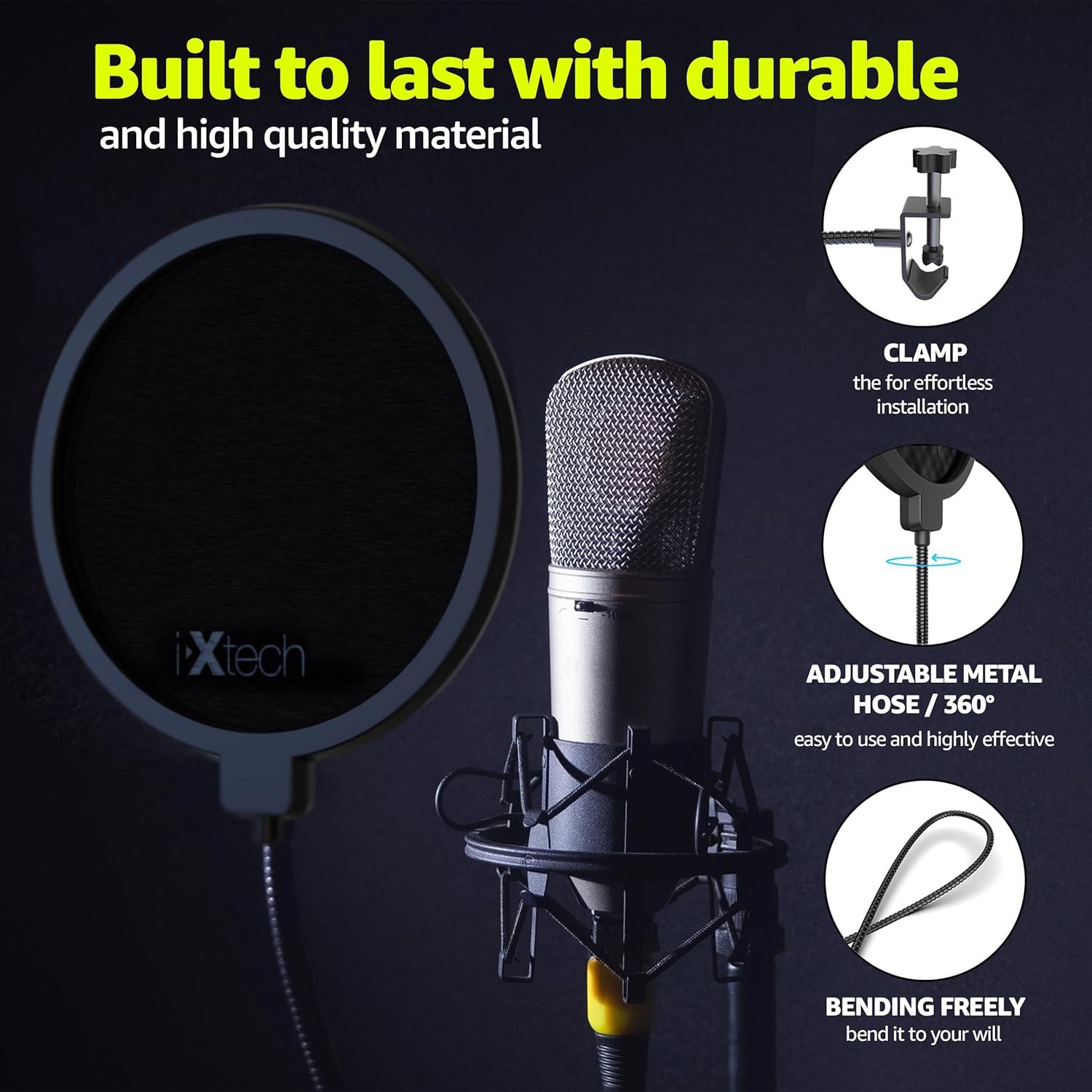 Filtro Pop IXTECH Doble Capa para Micrófono Blue Yeti