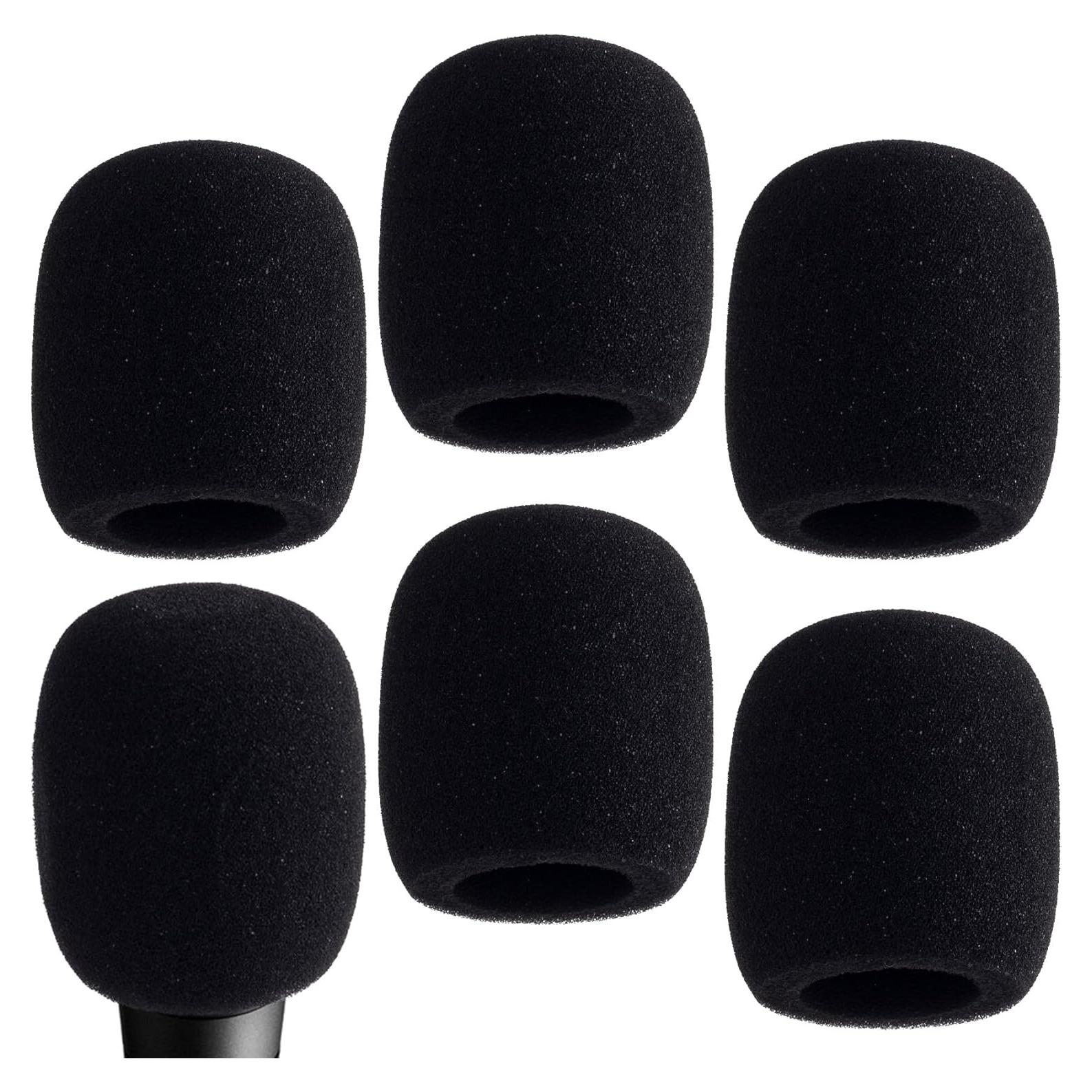 Funda de Micrófono Espuma PAGOW 6 Pcs Negra 7.4x6.5 cm