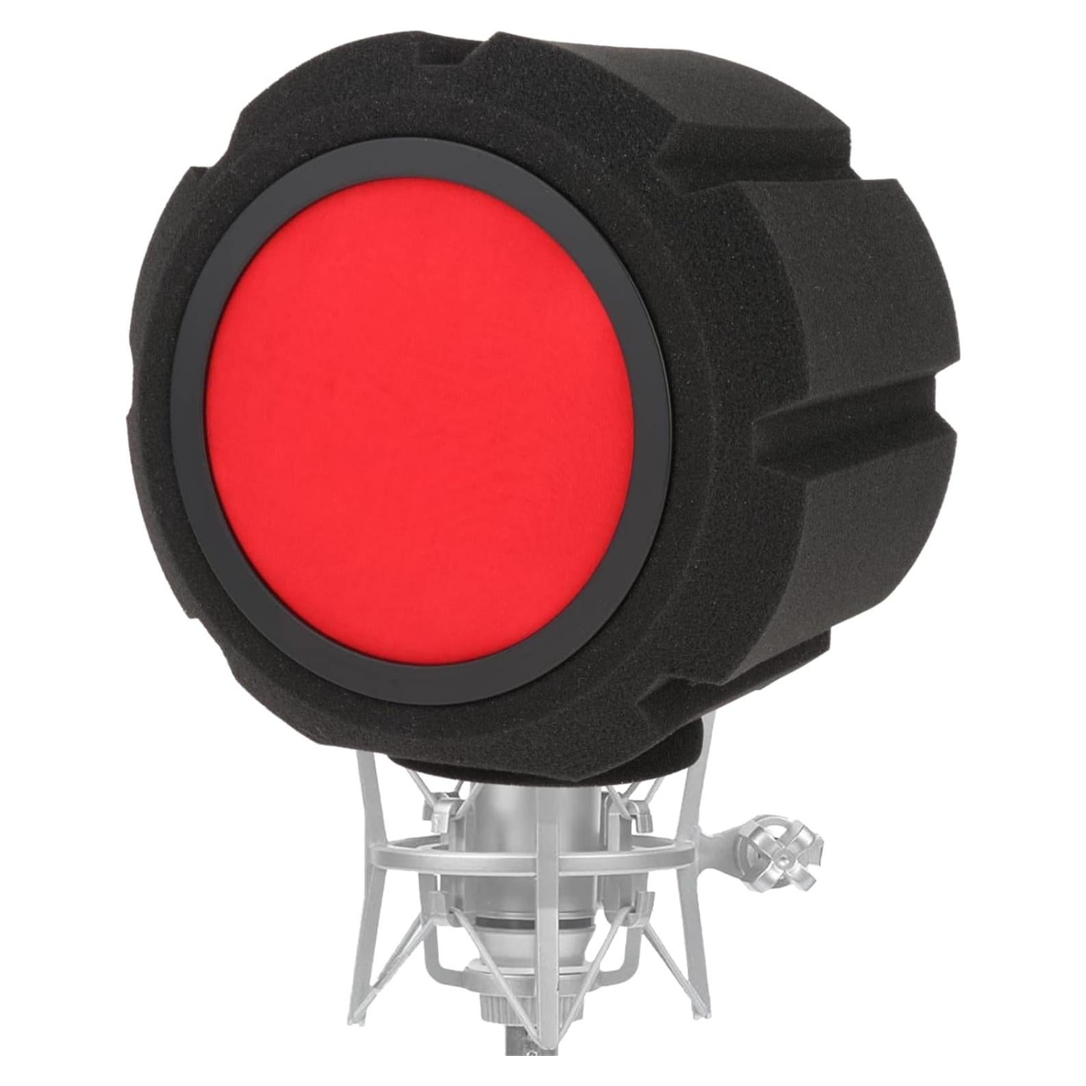 Filtro Pop de Micrófono Rojo - Aislante Acústico Profesional